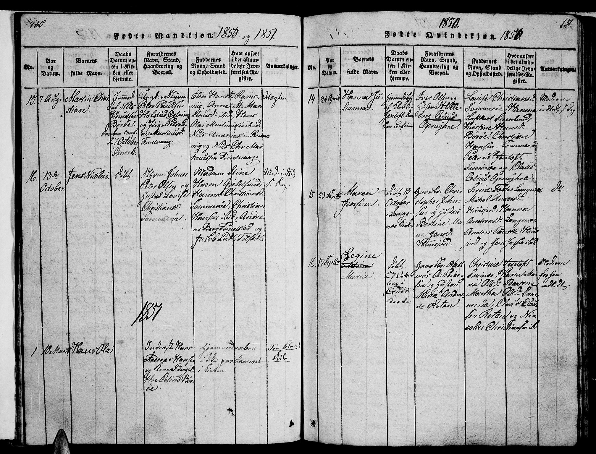 Ministerialprotokoller, klokkerbøker og fødselsregistre - Nordland, AV/SAT-A-1459/893/L1346: Klokkerbok nr. 893C01, 1820-1858, s. 130-131