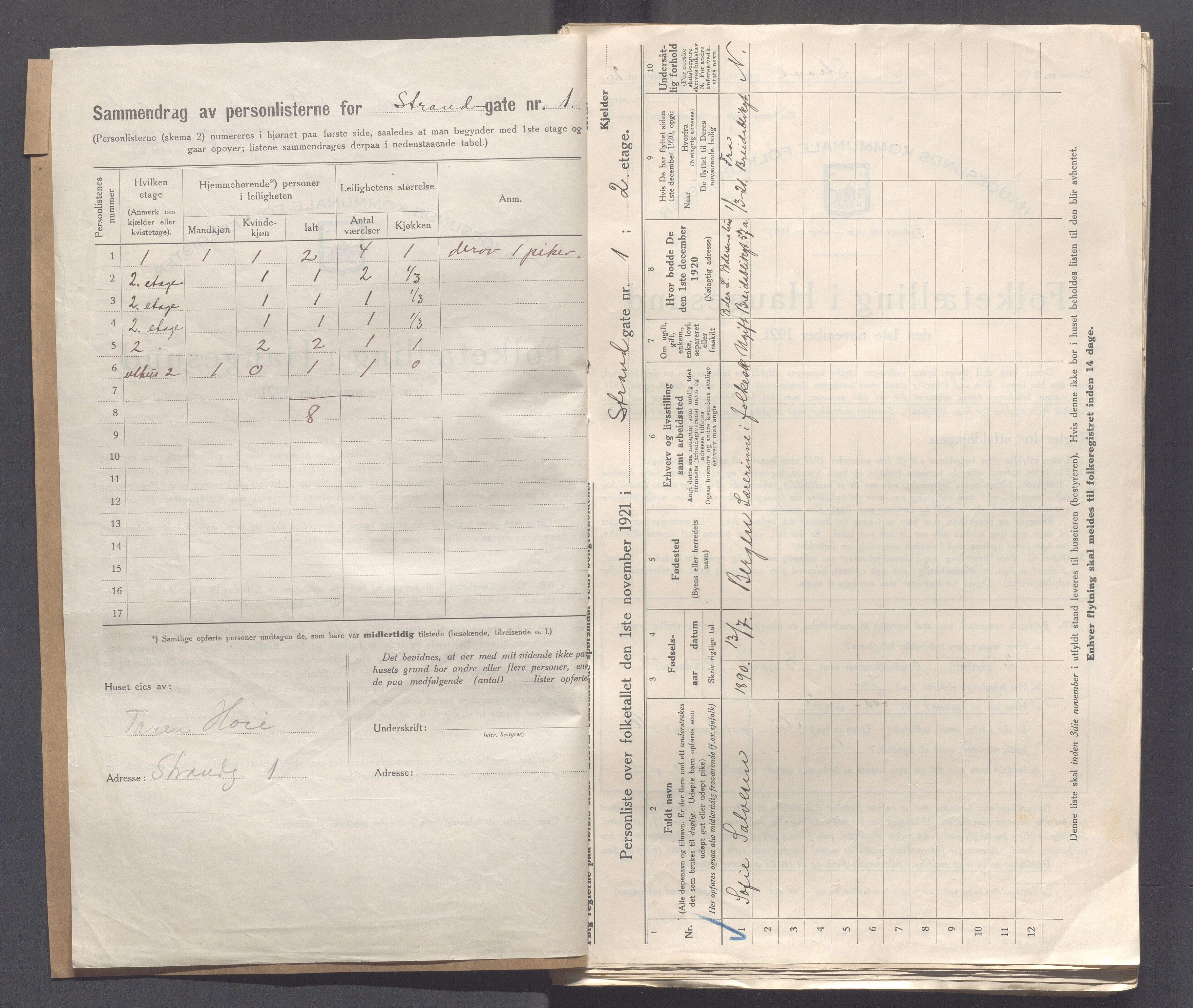 IKAR, Kommunal folketelling 1.11.1921 for Haugesund, 1921, s. 4337