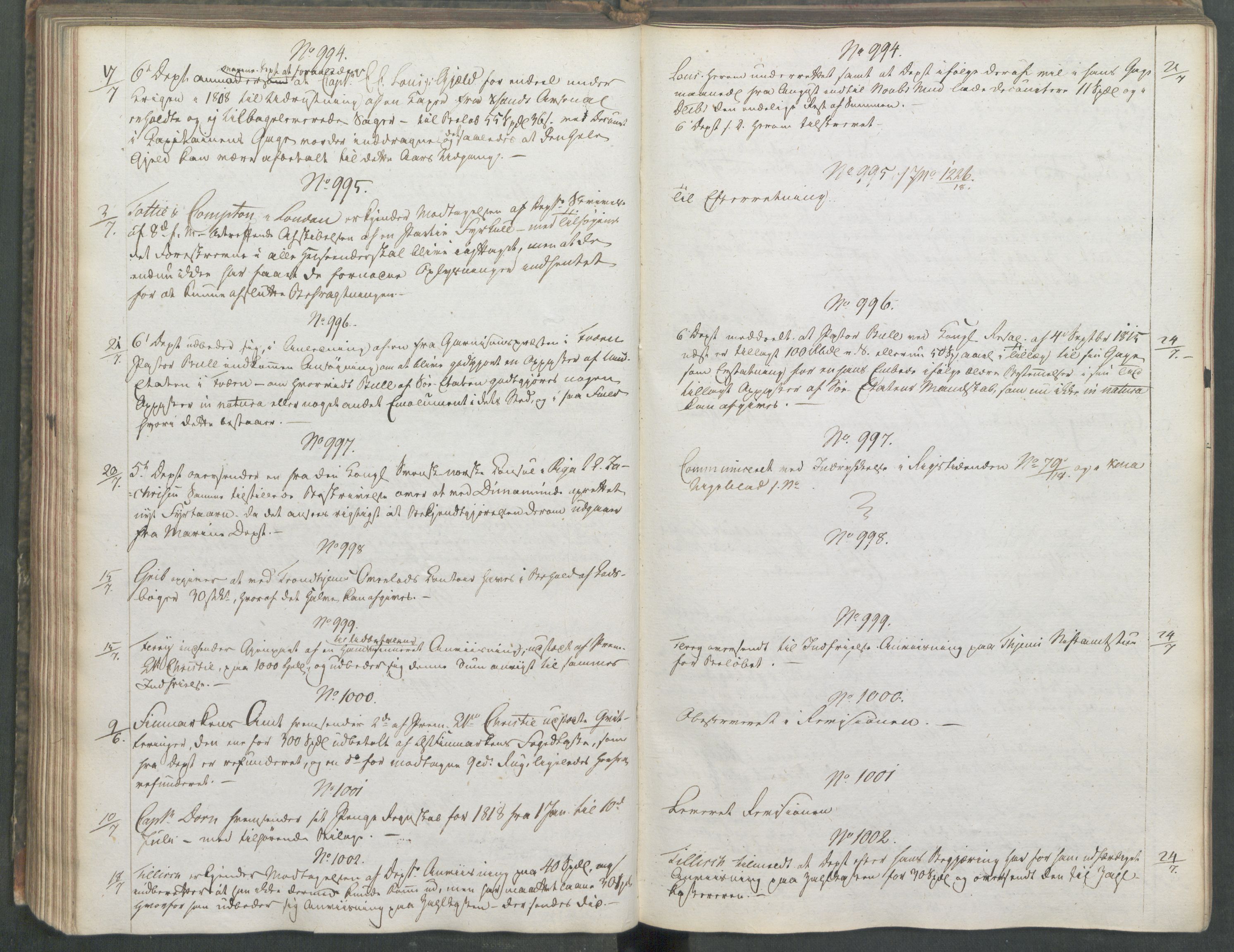 Marinedepartementet/ Marine- og postdepartementet, AV/RA-RAFA-3792/C/L0006: 7de Departements Journal, 1818