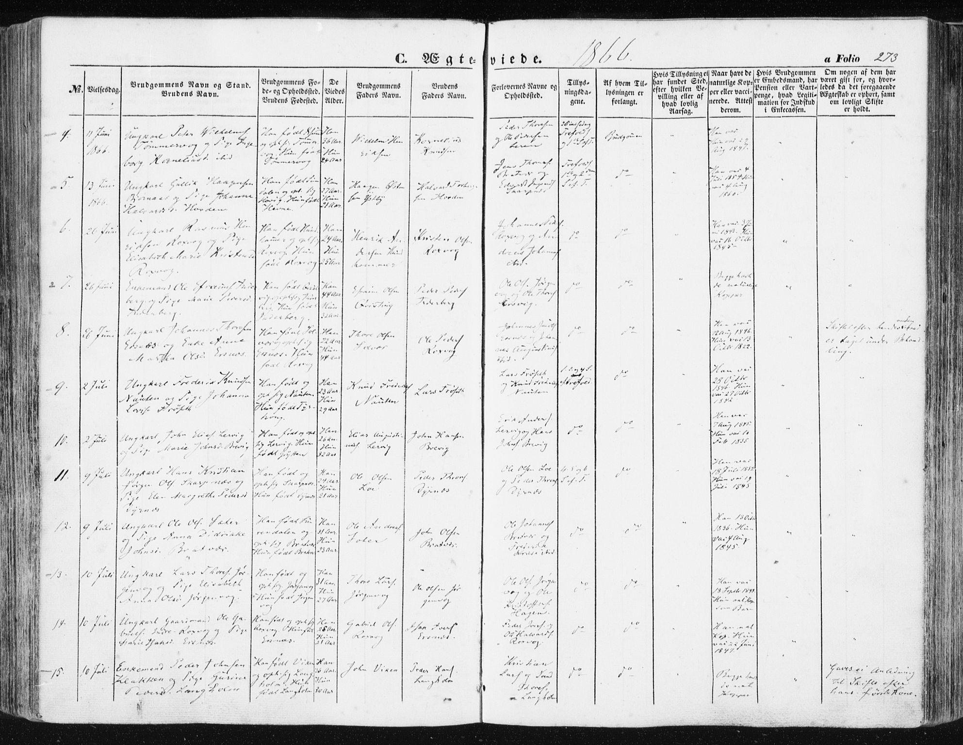 Ministerialprotokoller, klokkerbøker og fødselsregistre - Møre og Romsdal, SAT/A-1454/581/L0937: Ministerialbok nr. 581A05, 1853-1872, s. 273