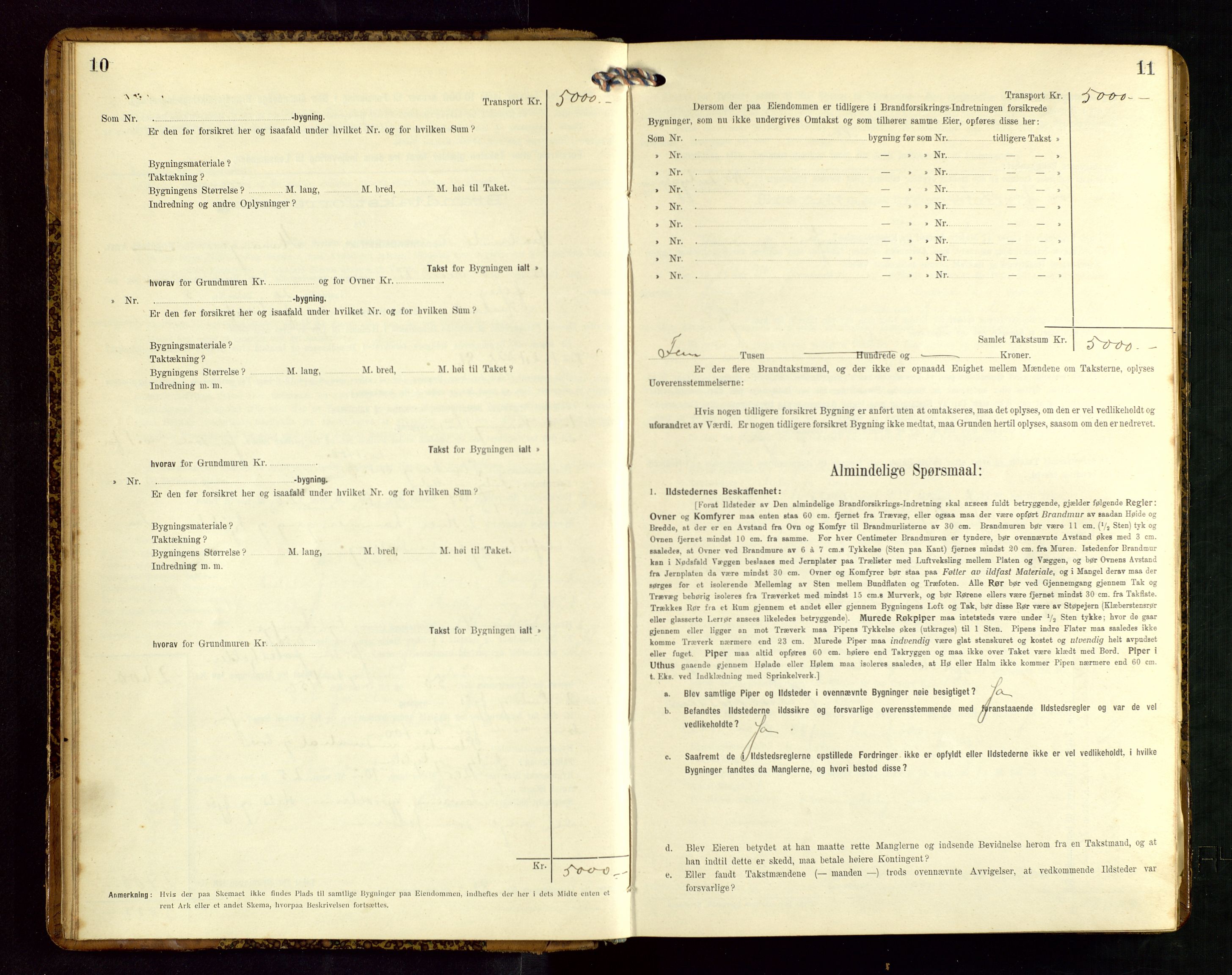 Håland lensmannskontor, SAST/A-100100/Gob/L0005: Branntakstprotokoll - skjematakst. Register i boken., 1915-1917, s. 10-11