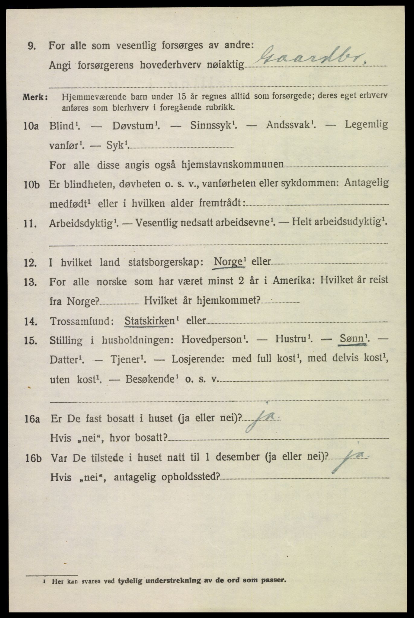 SAH, Folketelling 1920 for 0517 Sel herred, 1920, s. 1099