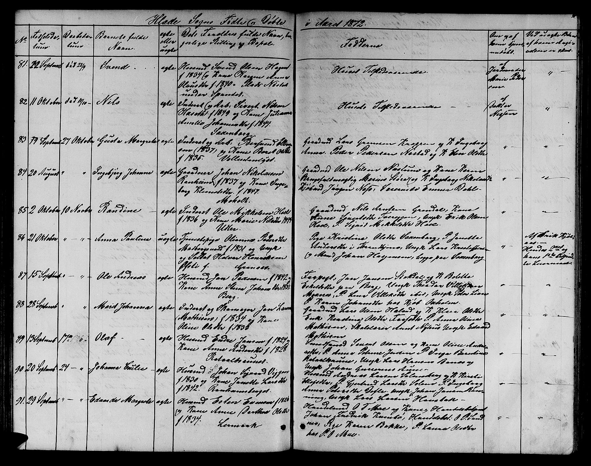 Ministerialprotokoller, klokkerbøker og fødselsregistre - Sør-Trøndelag, SAT/A-1456/606/L0311: Klokkerbok nr. 606C07, 1860-1877, s. 91