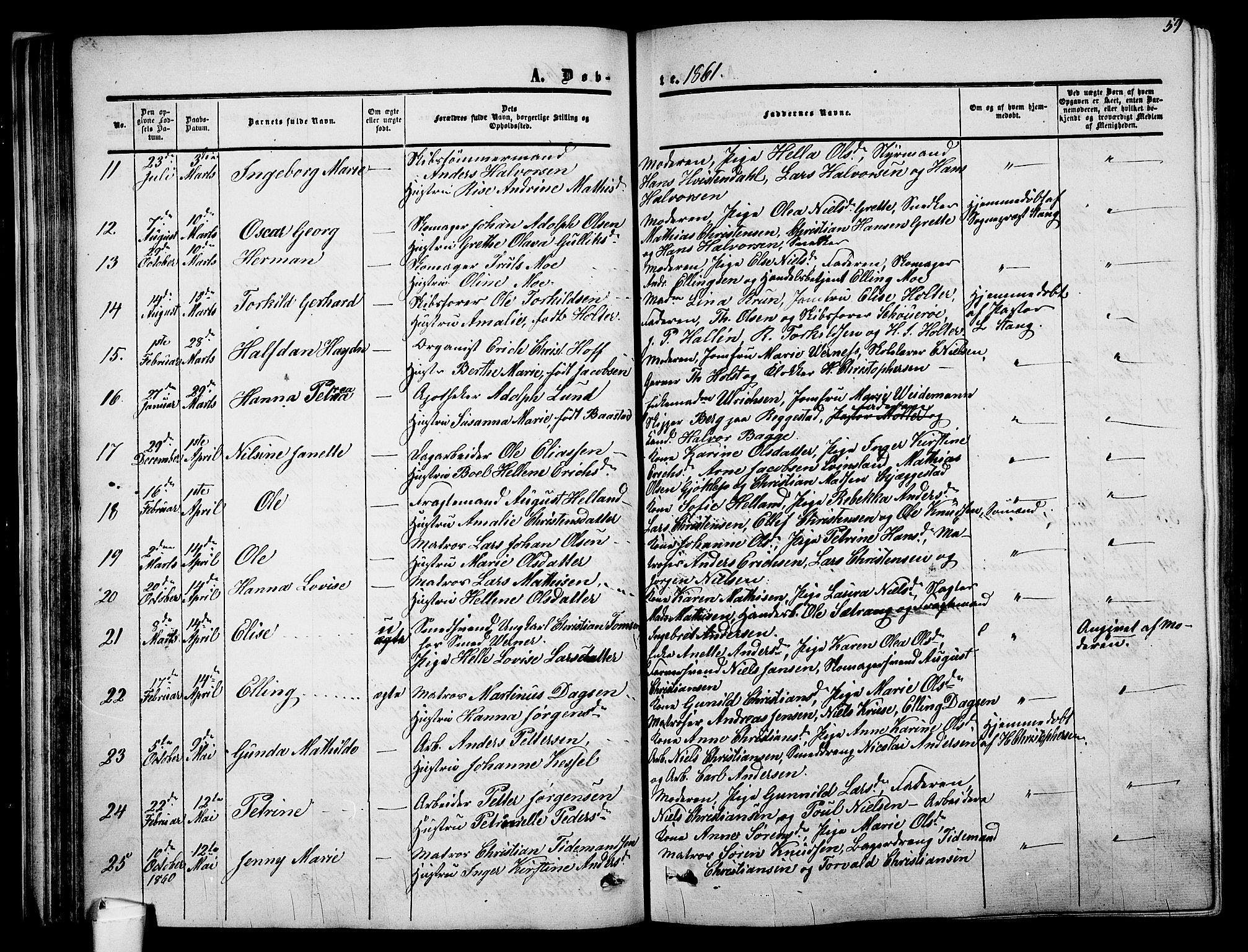 Holmestrand kirkebøker, AV/SAKO-A-346/G/Ga/L0003: Klokkerbok nr. 3, 1849-1874, s. 59