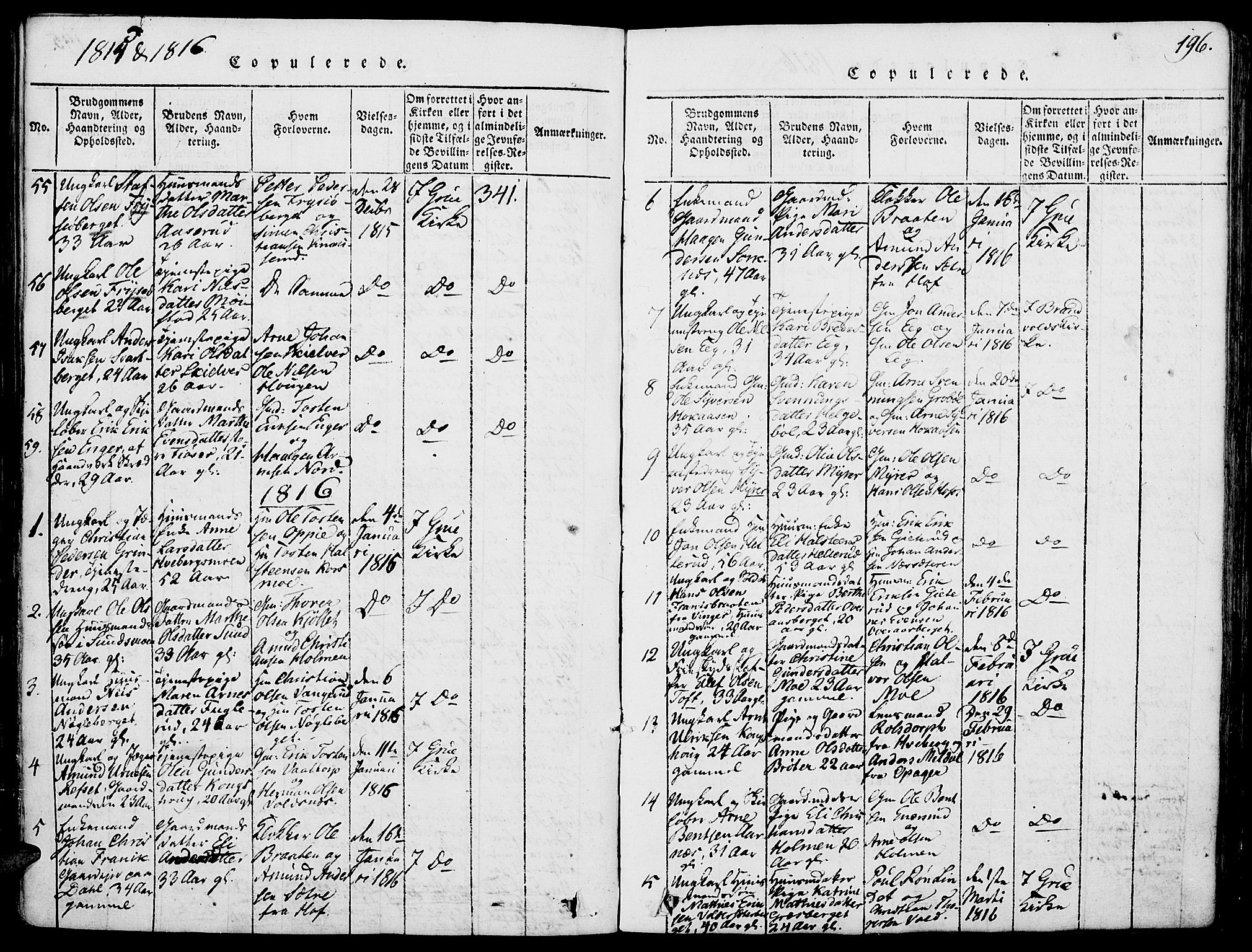 Grue prestekontor, SAH/PREST-036/H/Ha/Haa/L0006: Ministerialbok nr. 6, 1814-1830, s. 196