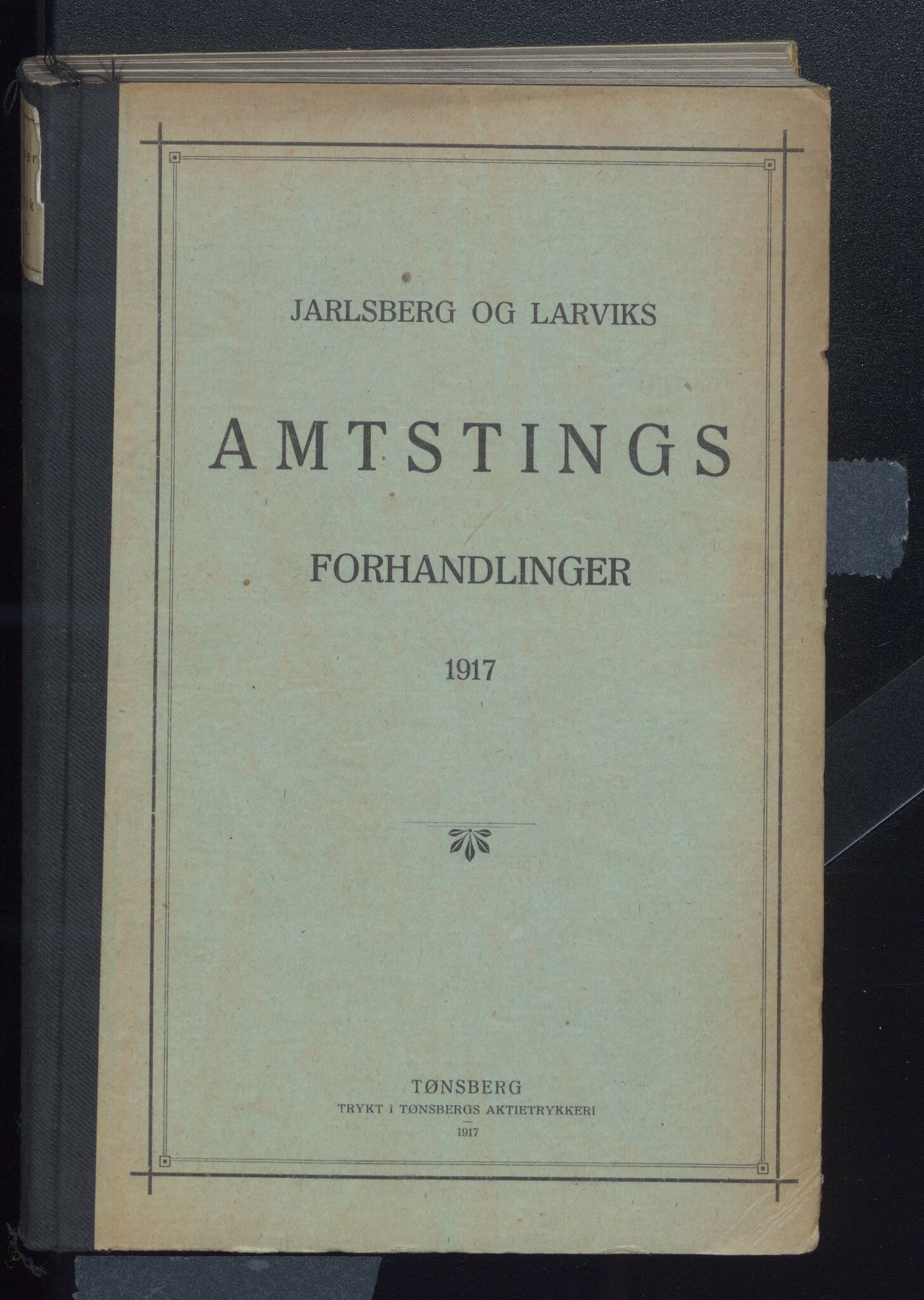 Vestfold fylkeskommune. Fylkestinget, VEMU/A-1315/A/Ab/Abb/L0064: Fylkestingsforhandlinger, 1917