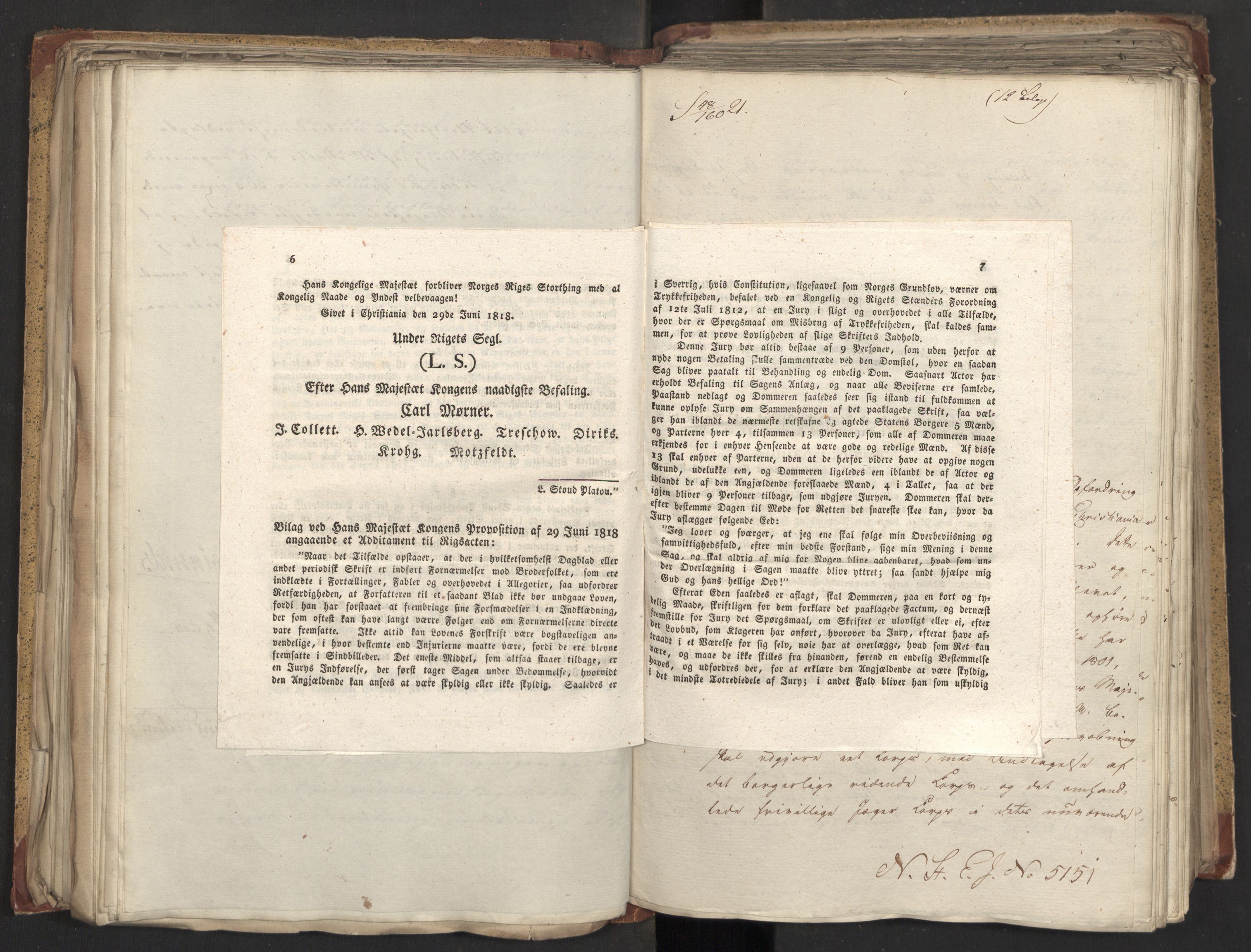 Statsrådsavdelingen i Stockholm, AV/RA-S-1003/D/Da/L0026: Regjeringsinnstillinger nr. 5069-5274, 1821, s. 164