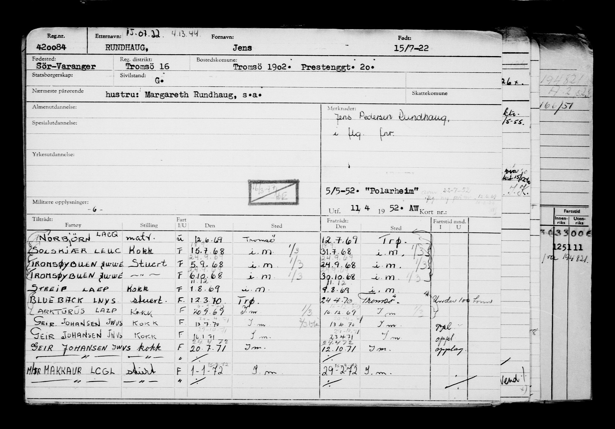 Direktoratet for sjømenn, AV/RA-S-3545/G/Gb/L0208: Hovedkort, 1922, s. 509