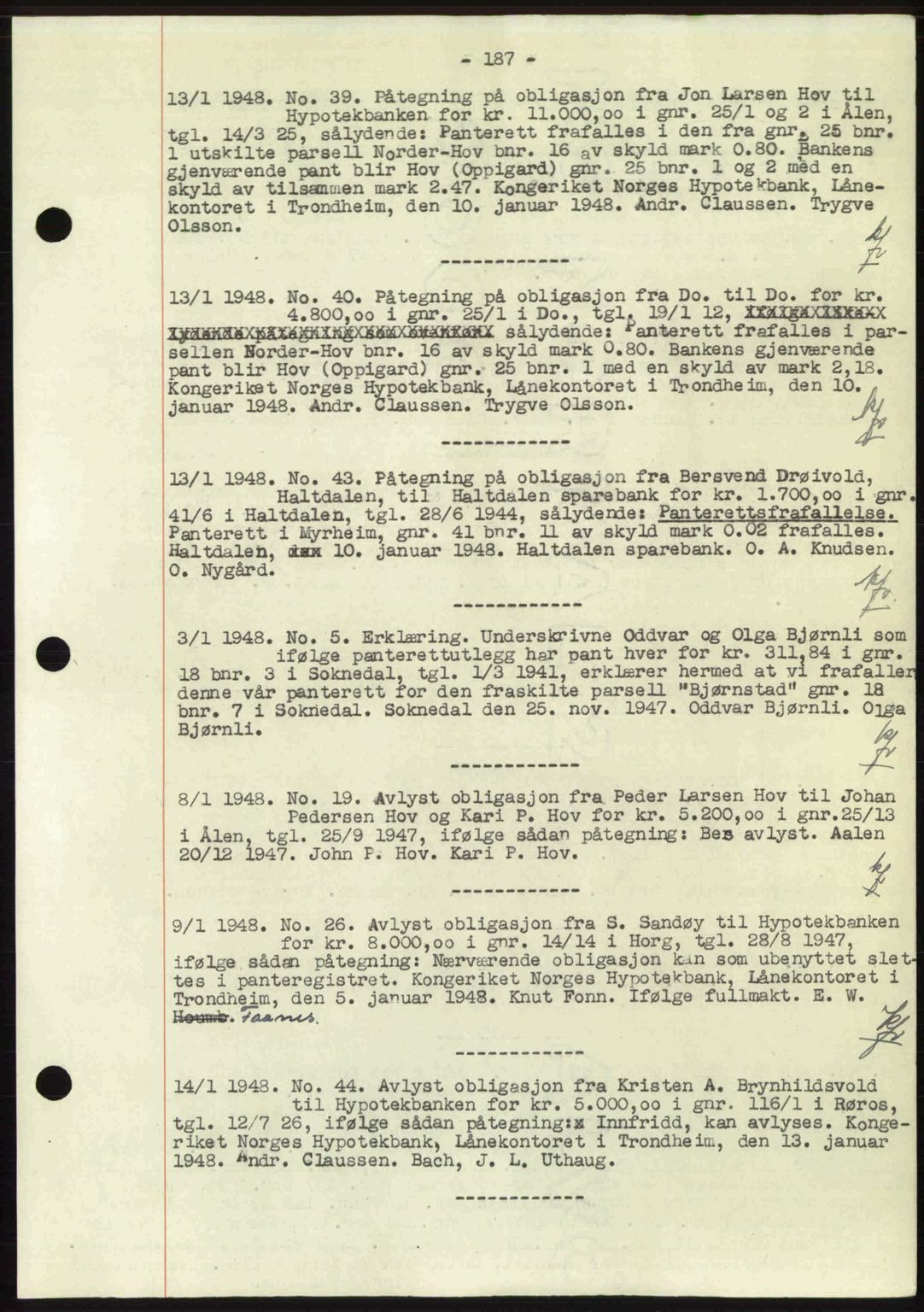 Gauldal sorenskriveri, SAT/A-0014/1/2/2C: Pantebok nr. A5, 1947-1948, Dagboknr: 39/1948