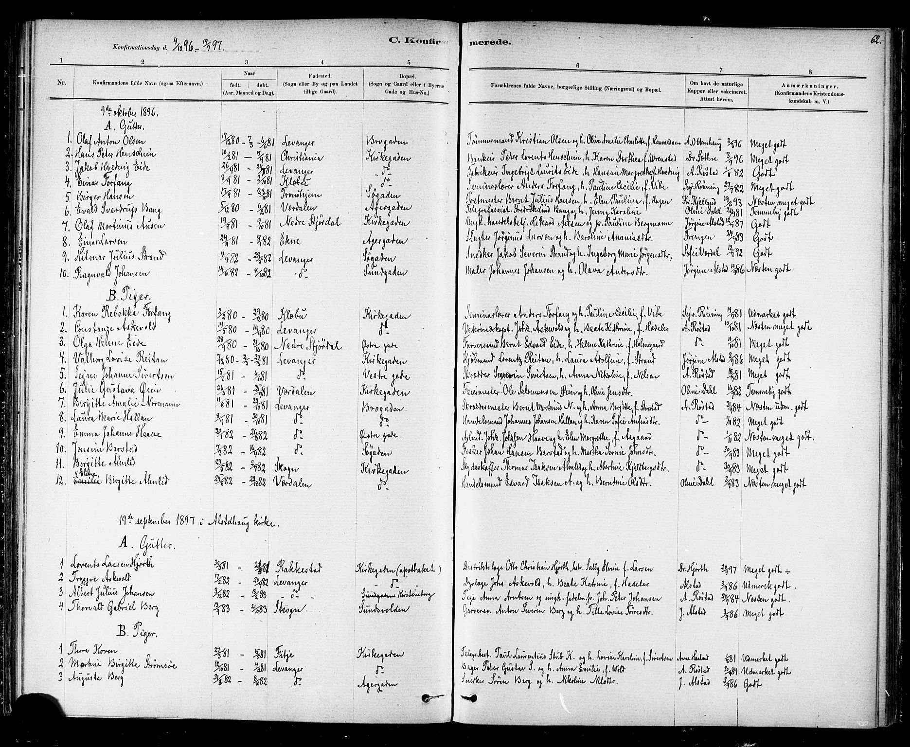 Ministerialprotokoller, klokkerbøker og fødselsregistre - Nord-Trøndelag, AV/SAT-A-1458/720/L0192: Klokkerbok nr. 720C01, 1880-1917, s. 62