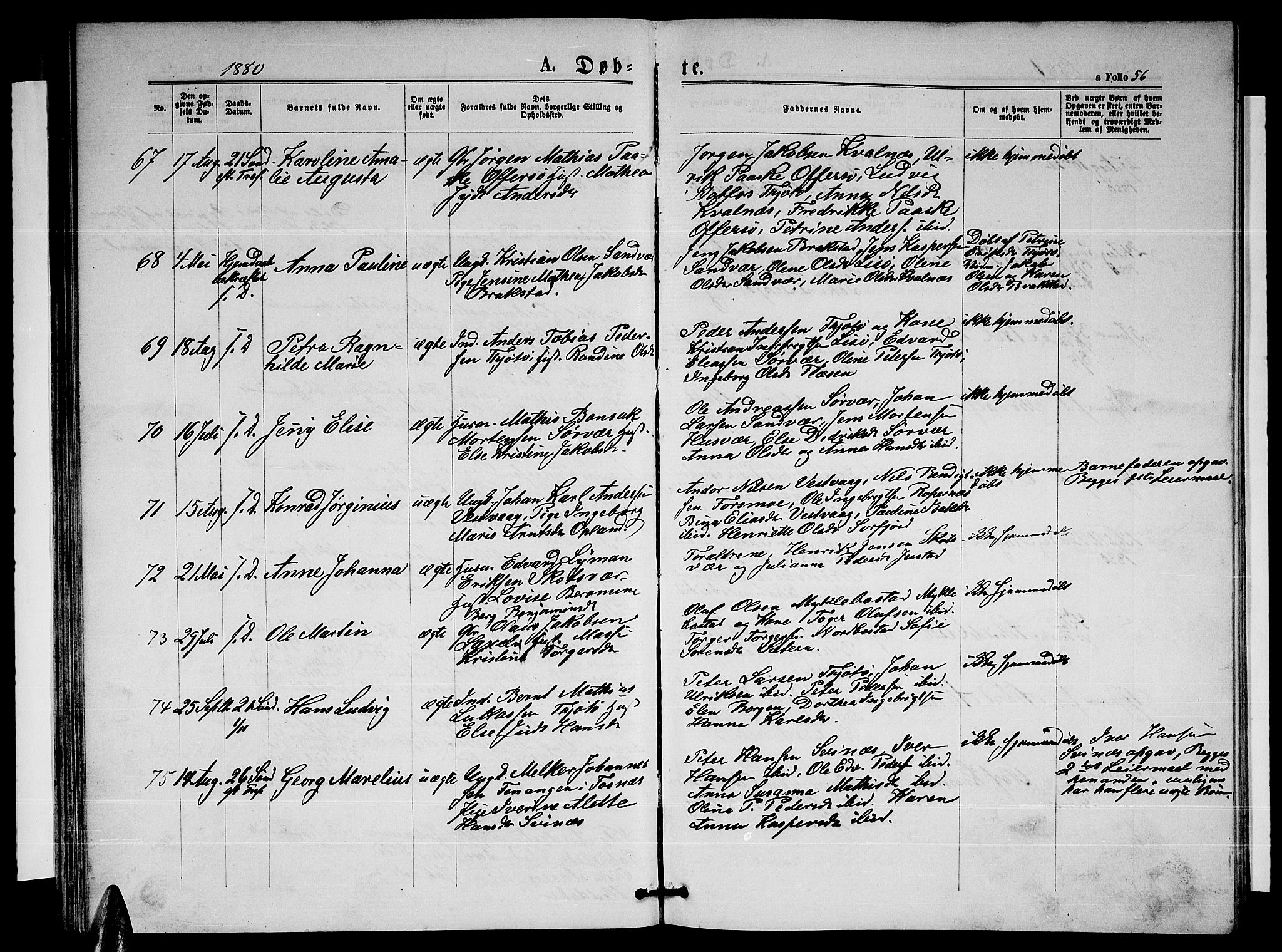 Ministerialprotokoller, klokkerbøker og fødselsregistre - Nordland, AV/SAT-A-1459/817/L0267: Klokkerbok nr. 817C02, 1870-1883, s. 56