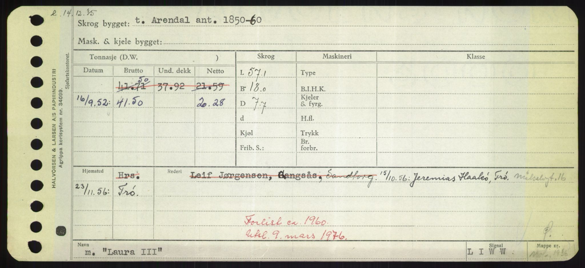 Sjøfartsdirektoratet med forløpere, Skipsmålingen, RA/S-1627/H/Hd/L0022: Fartøy, L-Lia, s. 245