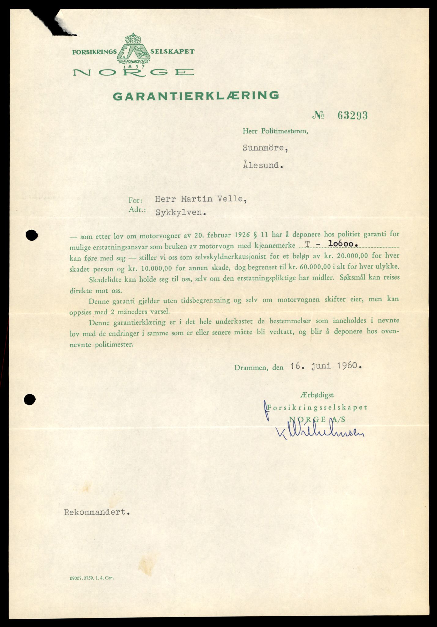 Møre og Romsdal vegkontor - Ålesund trafikkstasjon, AV/SAT-A-4099/F/Fe/L0022: Registreringskort for kjøretøy T 10584 - T 10694, 1927-1998, s. 525