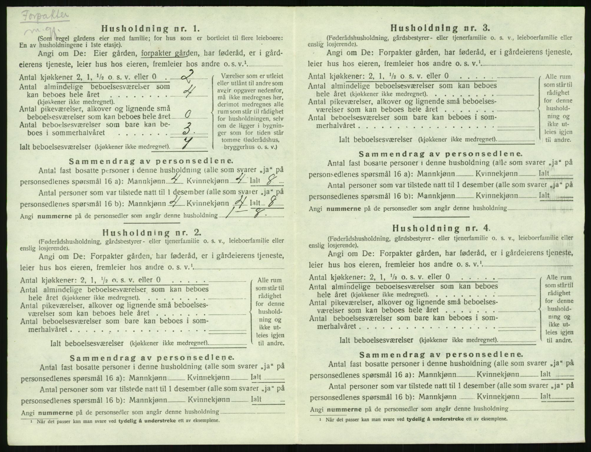 SAK, Folketelling 1920 for 0926 Vestre Moland herred, 1920, s. 1036