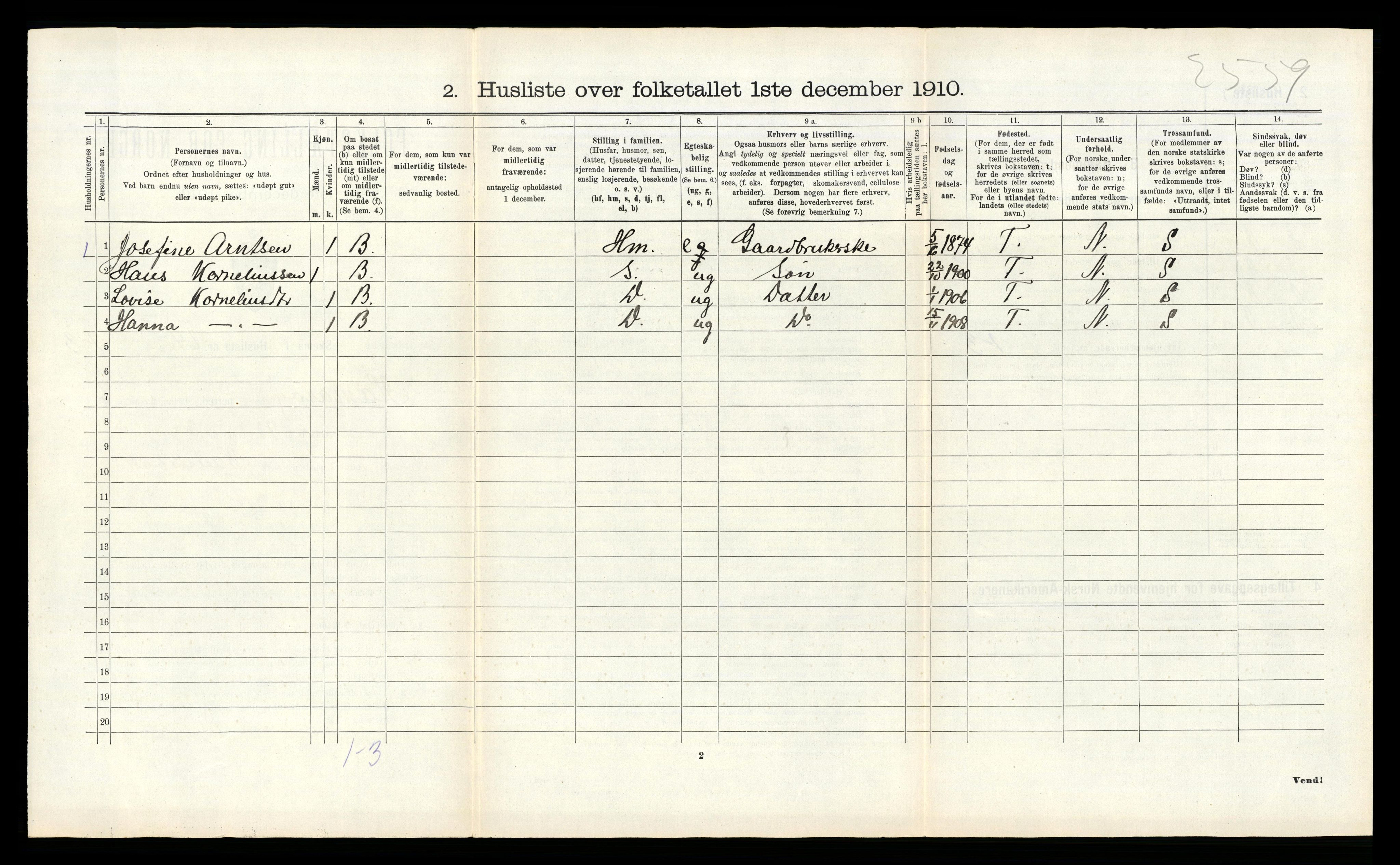 RA, Folketelling 1910 for 1849 Hamarøy herred, 1910, s. 705