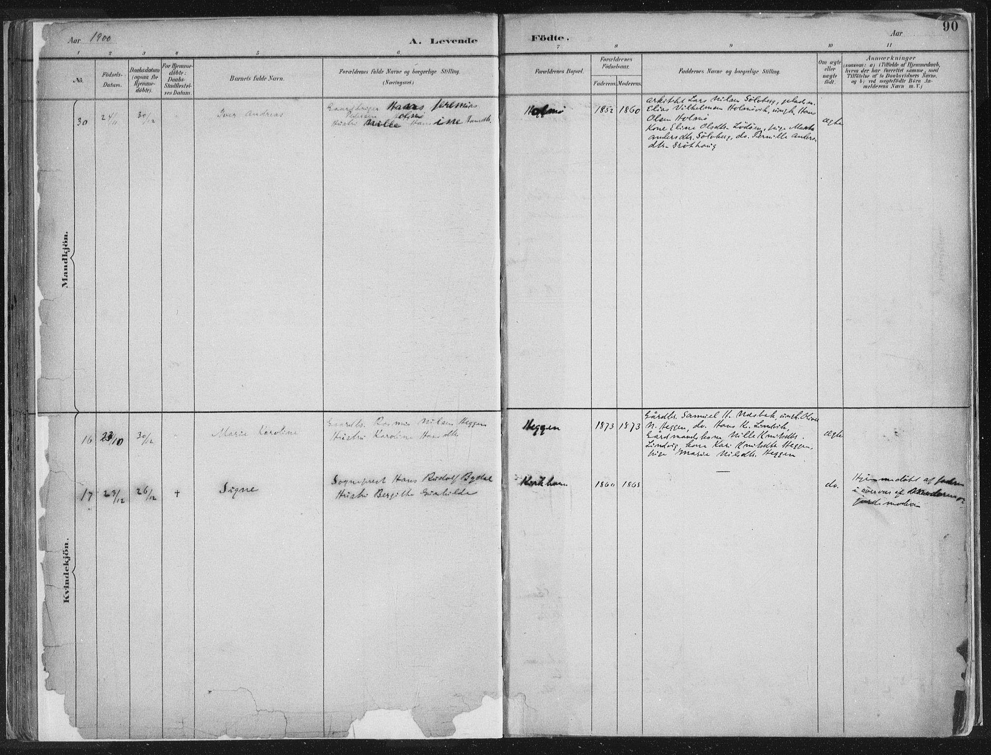 Hornindal sokneprestembete, SAB/A-82401/H/Haa/Haaa/L0003/0001: Ministerialbok nr. A 3A, 1887-1917, s. 90