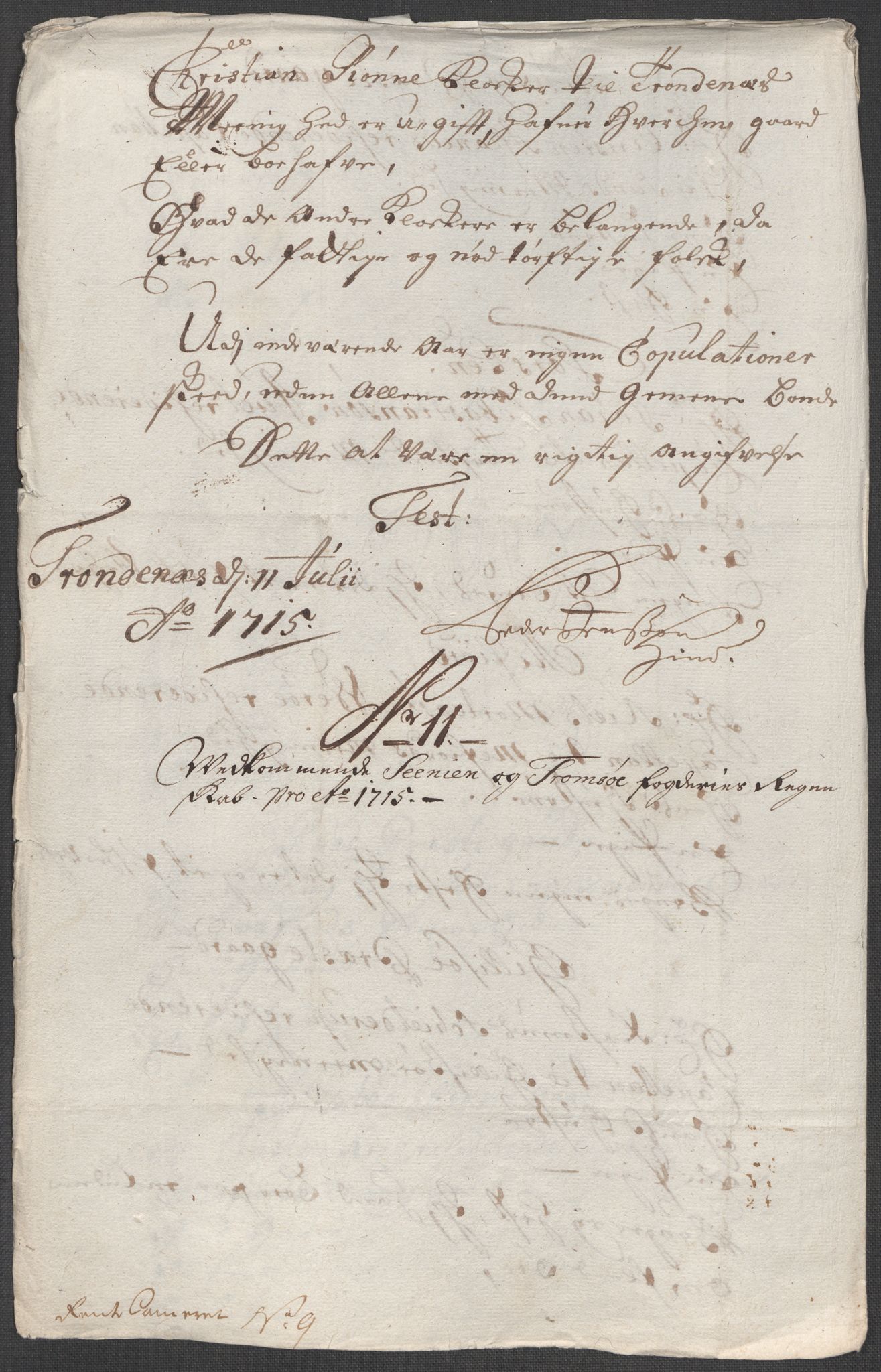 Rentekammeret inntil 1814, Reviderte regnskaper, Fogderegnskap, RA/EA-4092/R68/L4761: Fogderegnskap Senja og Troms, 1715, s. 103