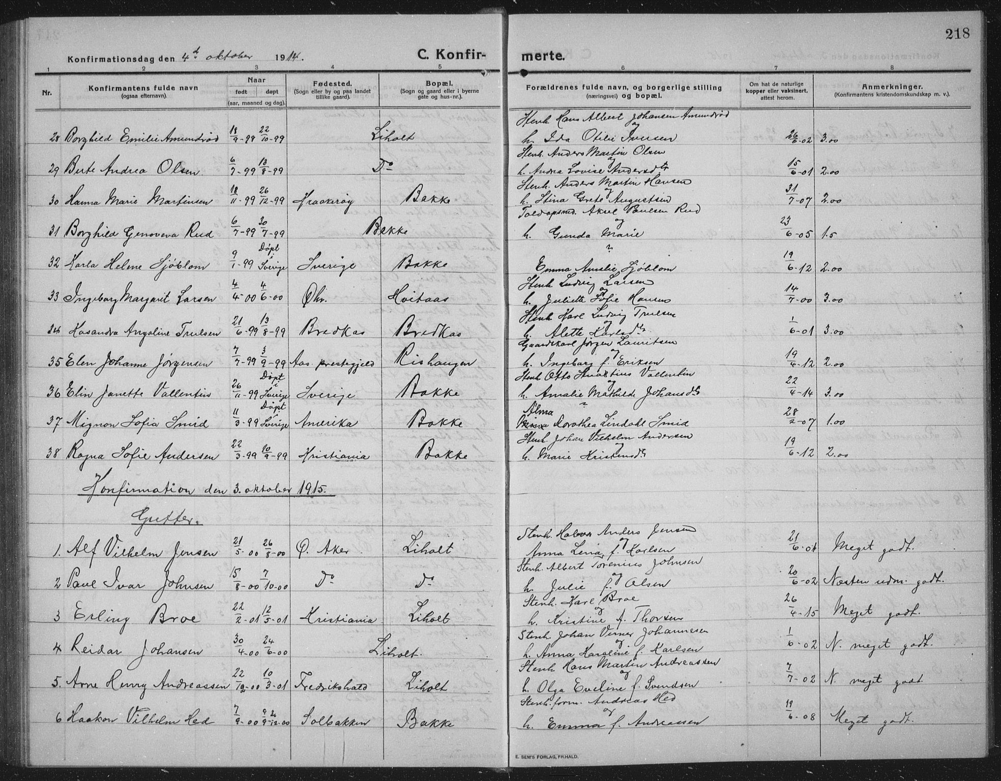 Idd prestekontor Kirkebøker, AV/SAO-A-10911/G/Gb/L0003: Klokkerbok nr. II 3, 1914-1940, s. 218