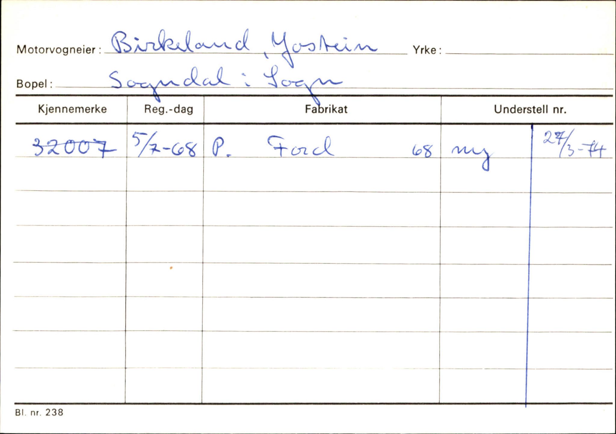 Statens vegvesen, Sogn og Fjordane vegkontor, SAB/A-5301/4/F/L0124: Eigarregister Sogndal A-U, 1945-1975, s. 124