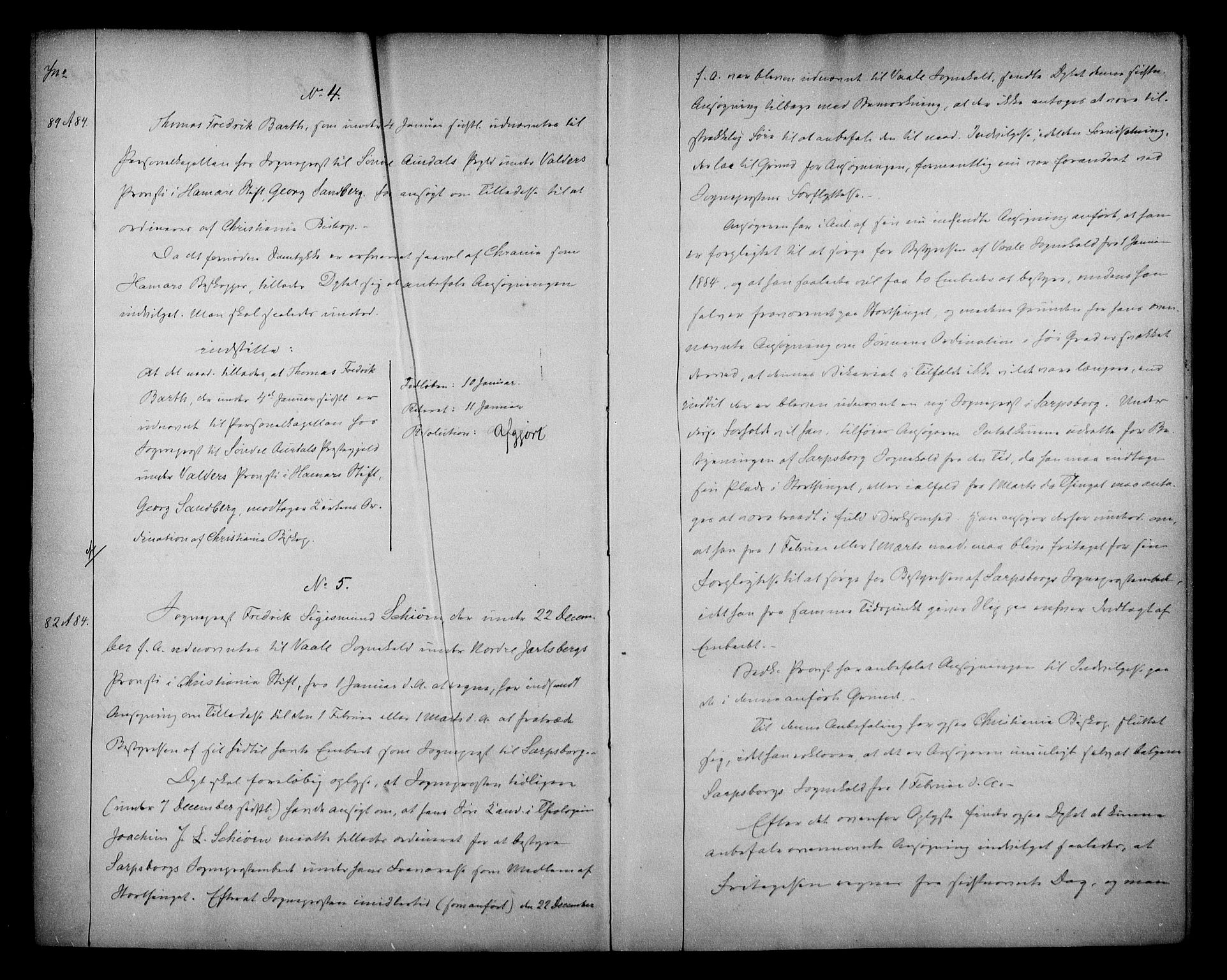 Kirke- og undervisningsdepartementet, Kontoret  for kirke og geistlighet A, AV/RA-S-1007/A/Aa/L0223: Referatprotokoll bd. 1. Ref.nr. 1-177, 1884