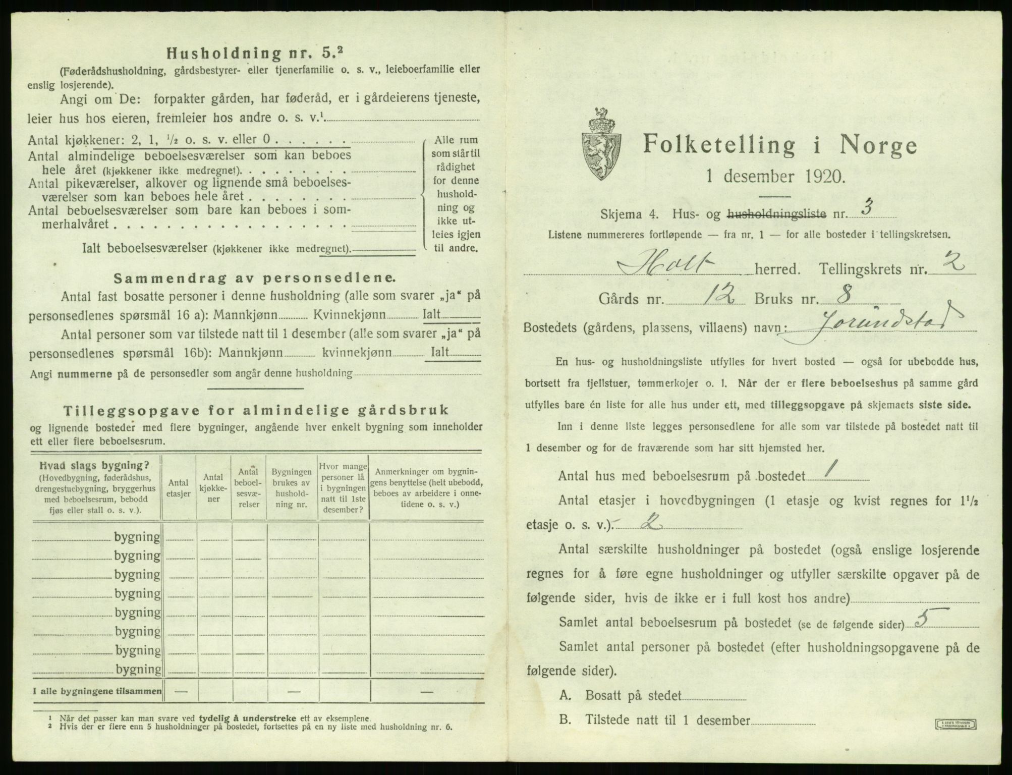 SAK, Folketelling 1920 for 0914 Holt herred, 1920, s. 166