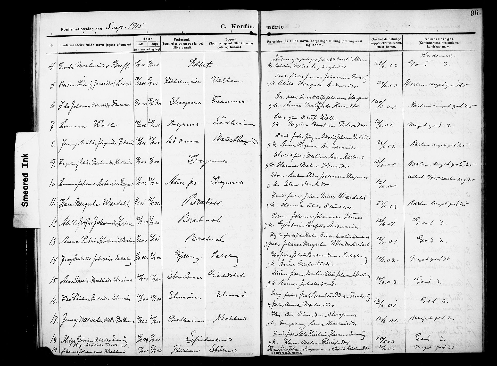 Ministerialprotokoller, klokkerbøker og fødselsregistre - Møre og Romsdal, AV/SAT-A-1454/582/L0949: Klokkerbok nr. 582C01, 1909-1925, s. 96