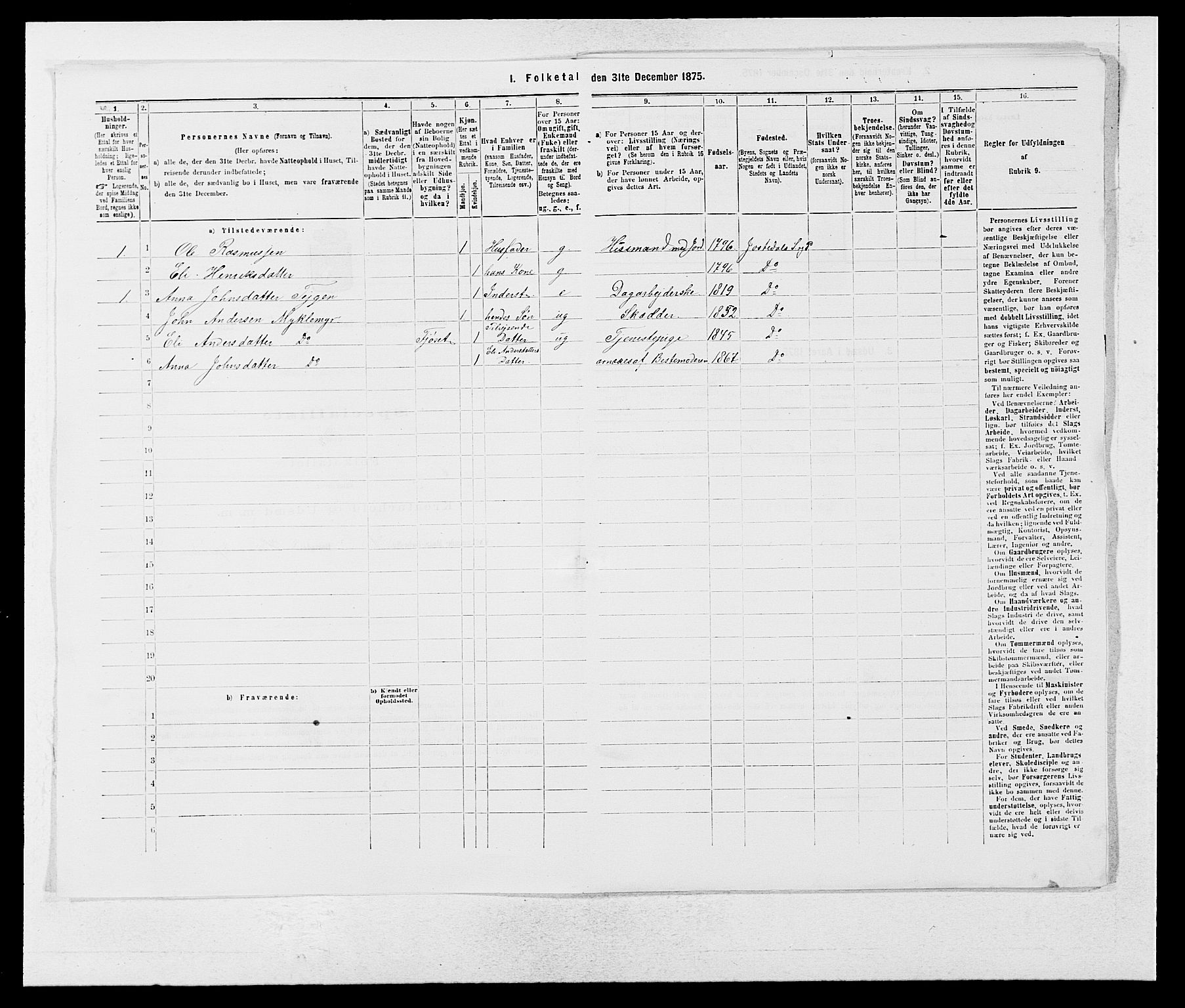 SAB, Folketelling 1875 for 1427P Jostedal prestegjeld, 1875, s. 14