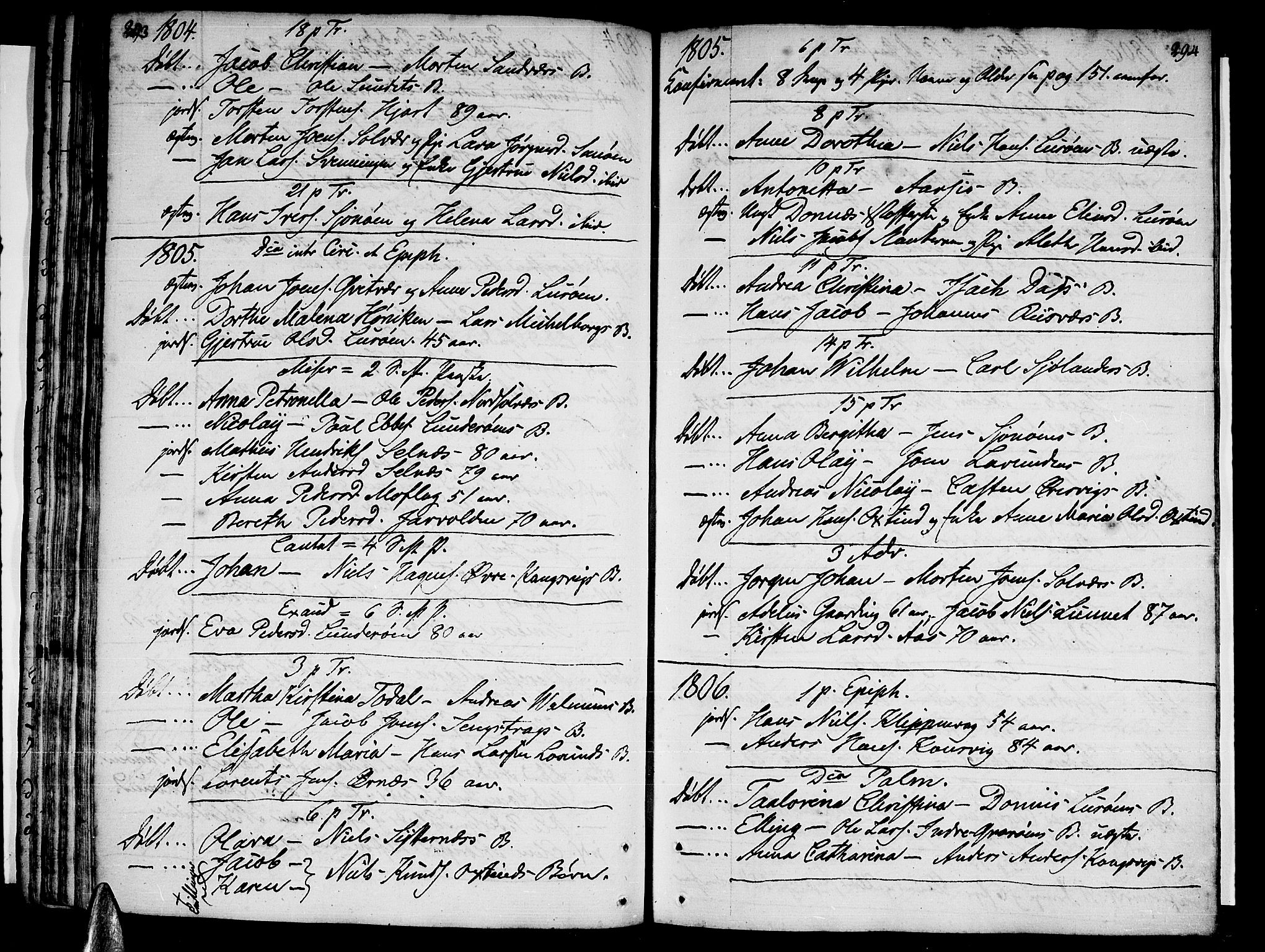 Ministerialprotokoller, klokkerbøker og fødselsregistre - Nordland, AV/SAT-A-1459/839/L0563: Ministerialbok nr. 839A01 /1, 1767-1824, s. 293-294