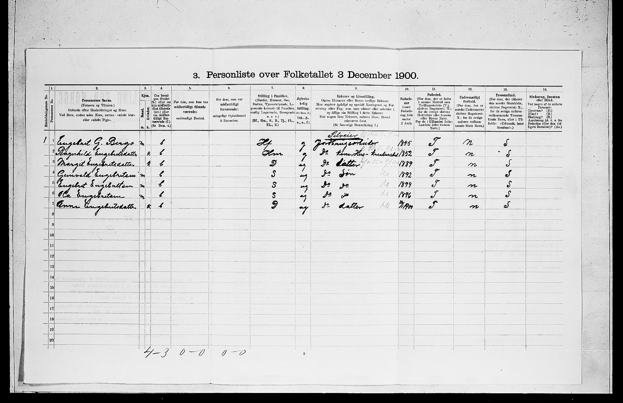 RA, Folketelling 1900 for 0618 Hemsedal herred, 1900, s. 108