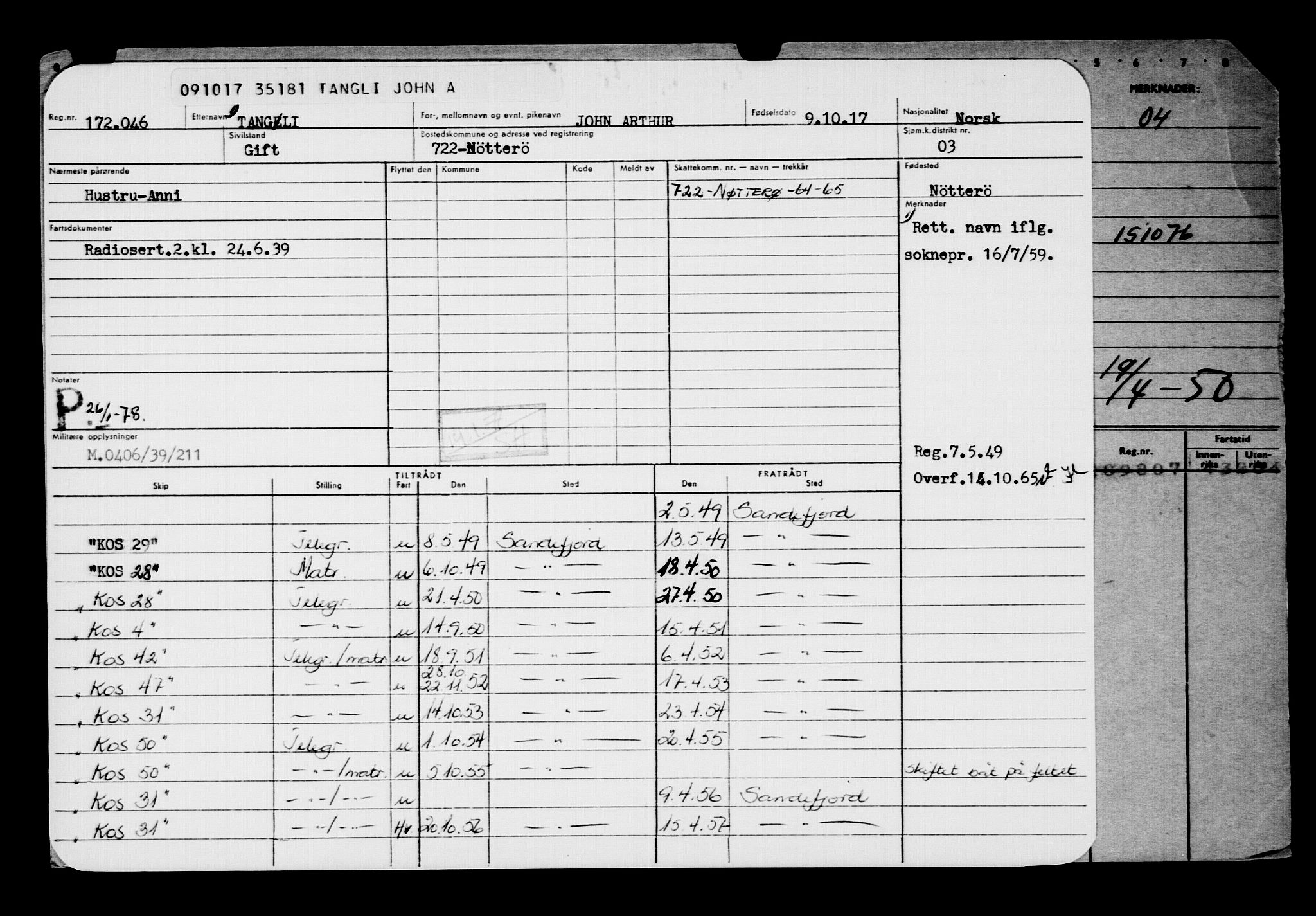 Direktoratet for sjømenn, AV/RA-S-3545/G/Gb/L0152: Hovedkort, 1917, s. 430