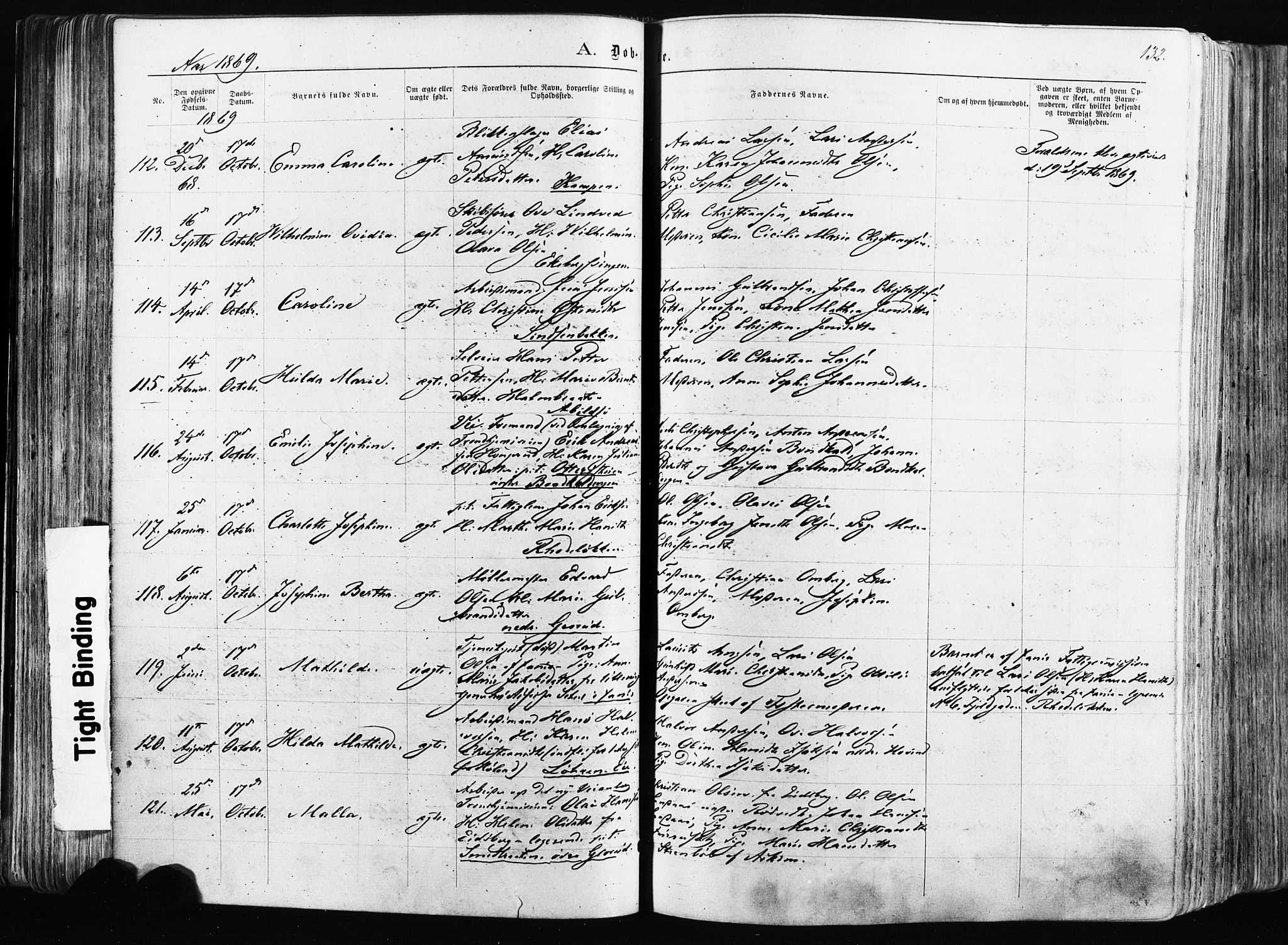 Østre Aker prestekontor Kirkebøker, AV/SAO-A-10840/F/Fa/L0003: Ministerialbok nr. I 3, 1869-1875, s. 132