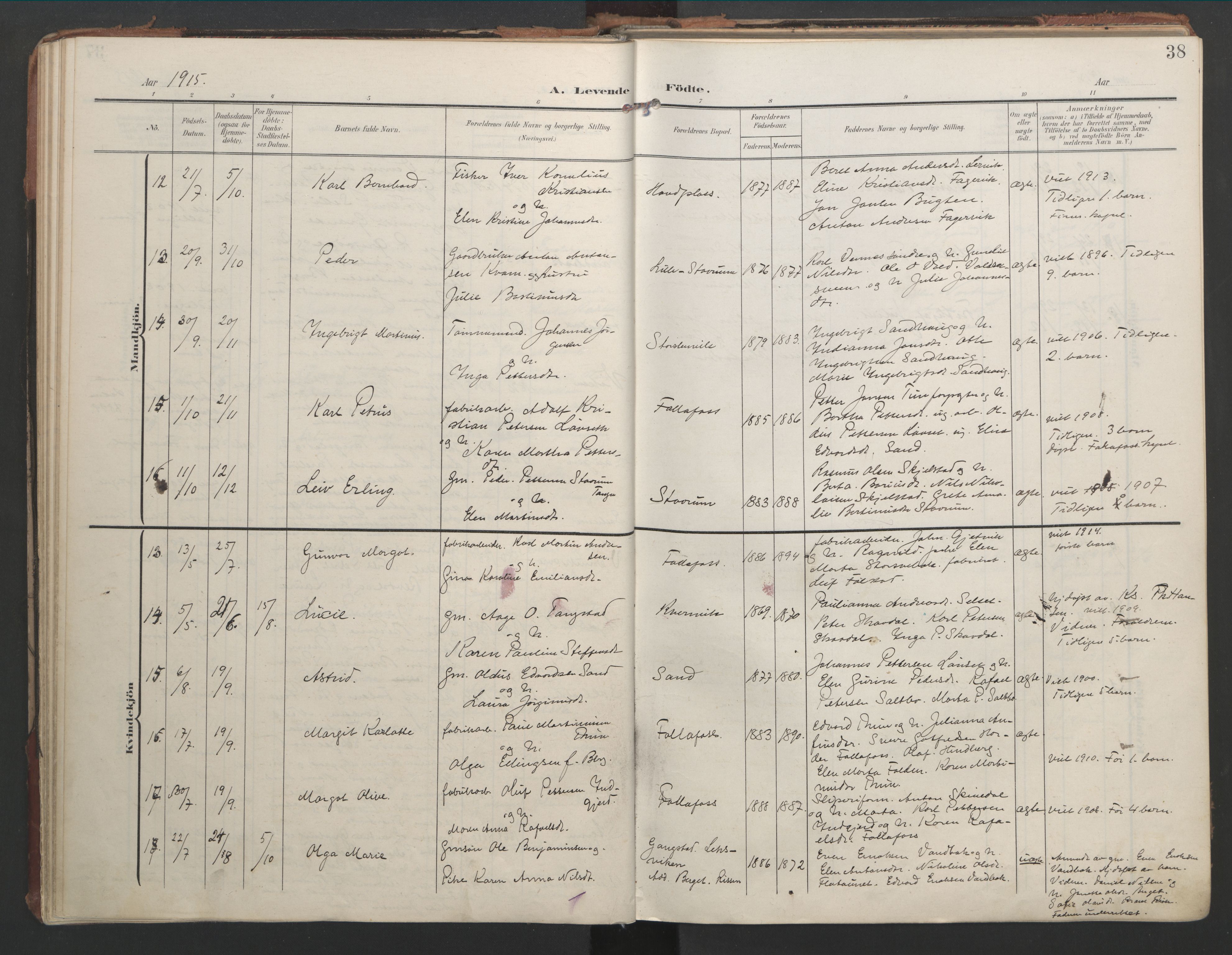 Ministerialprotokoller, klokkerbøker og fødselsregistre - Nord-Trøndelag, AV/SAT-A-1458/744/L0421: Ministerialbok nr. 744A05, 1905-1930, s. 38