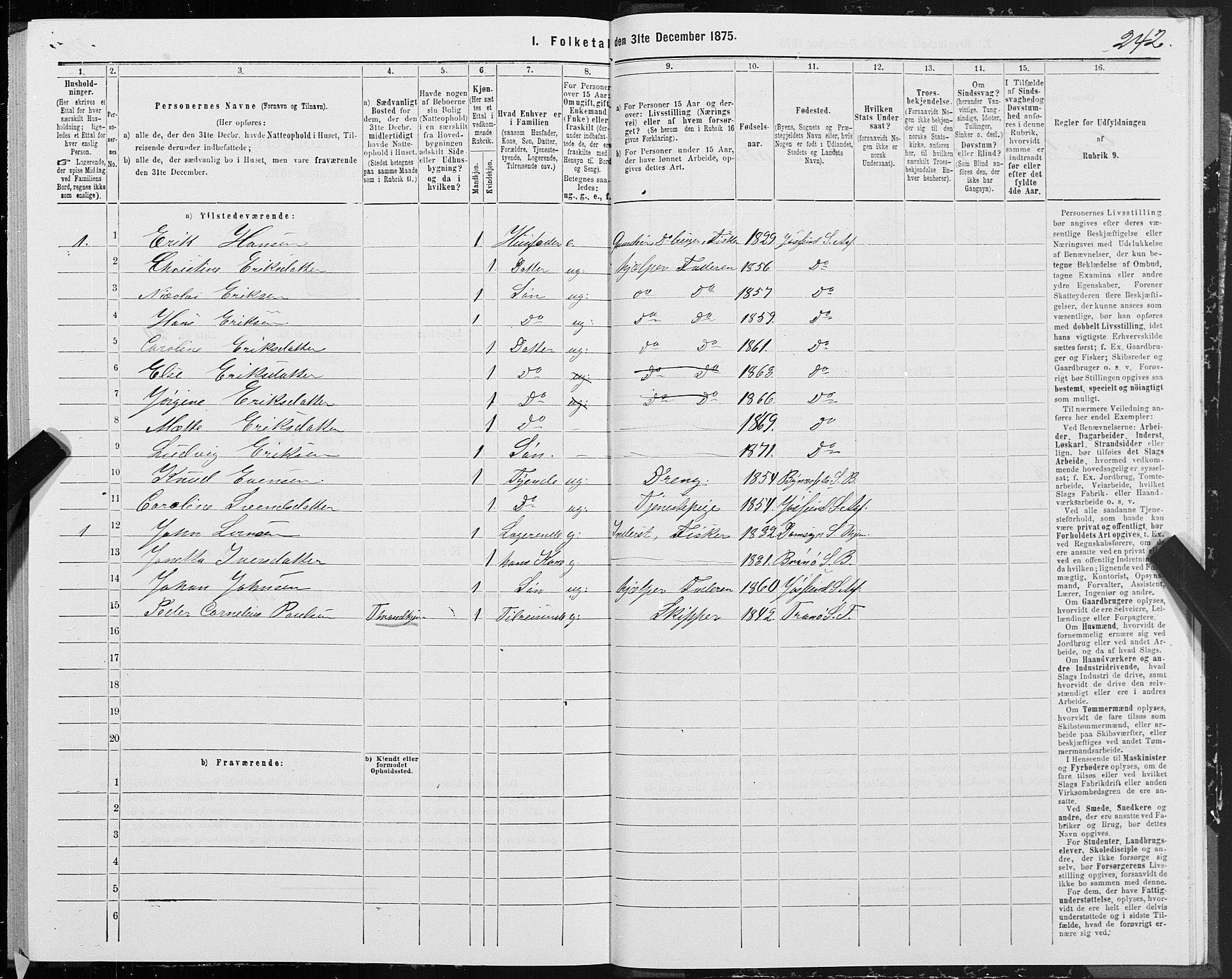 SAT, Folketelling 1875 for 1630P Aafjorden prestegjeld, 1875, s. 3242