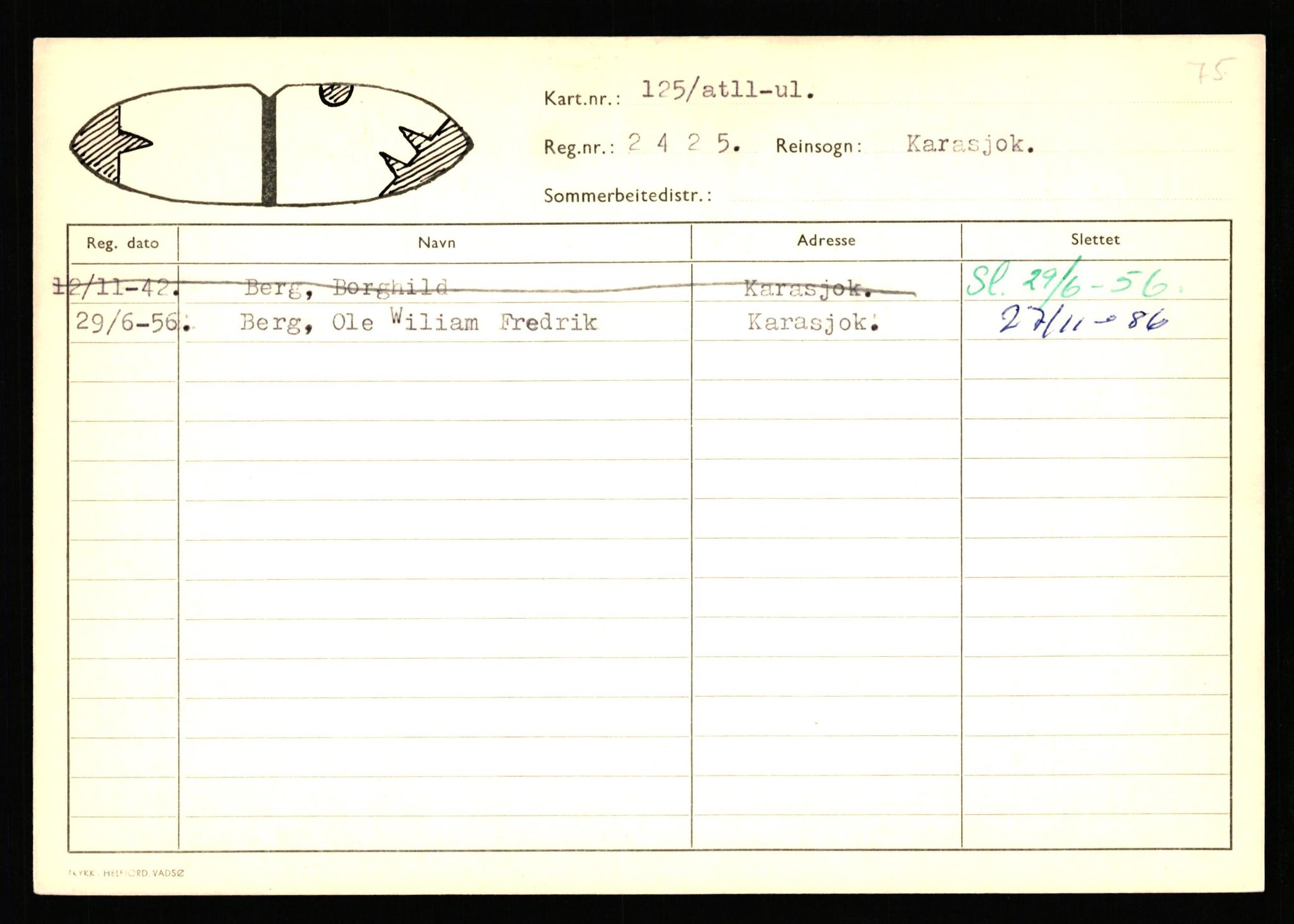 Lappefogden i Finnmark/Reindriftsforvaltningen Øst-Finnmark, AV/SATØ-S-1461/G/Ge/Gea/L0006: Slettede reinmerker, 1934-1992, s. 67