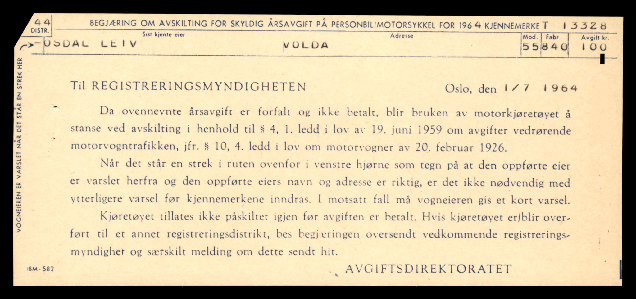 Møre og Romsdal vegkontor - Ålesund trafikkstasjon, AV/SAT-A-4099/F/Fe/L0038: Registreringskort for kjøretøy T 13180 - T 13360, 1927-1998, s. 2519