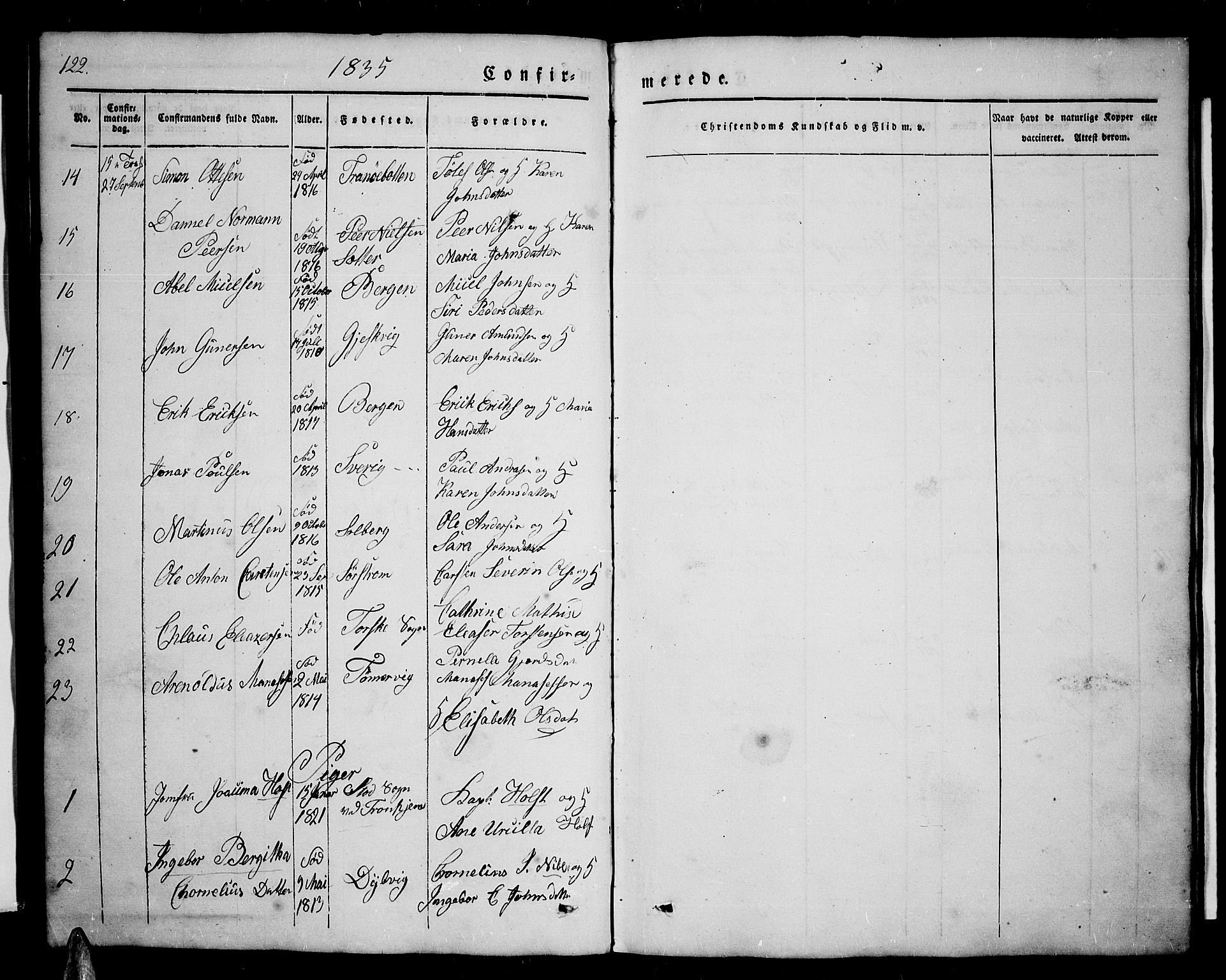 Tranøy sokneprestkontor, AV/SATØ-S-1313/I/Ia/Iab/L0001klokker: Klokkerbok nr. 1, 1835-1853, s. 122