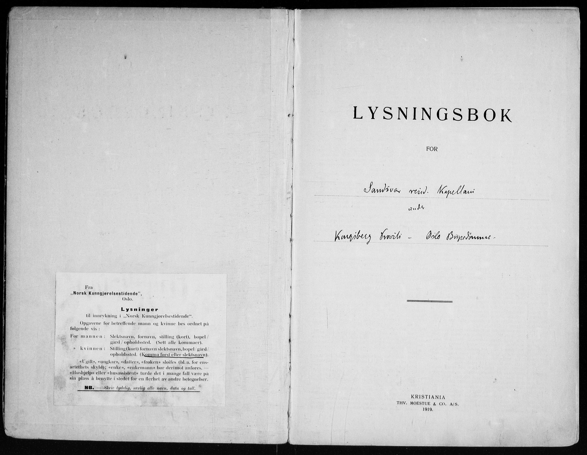 Sandsvær kirkebøker, SAKO/A-244/H/Ha/L0003: Lysningsprotokoll nr. 3, 1919-1969