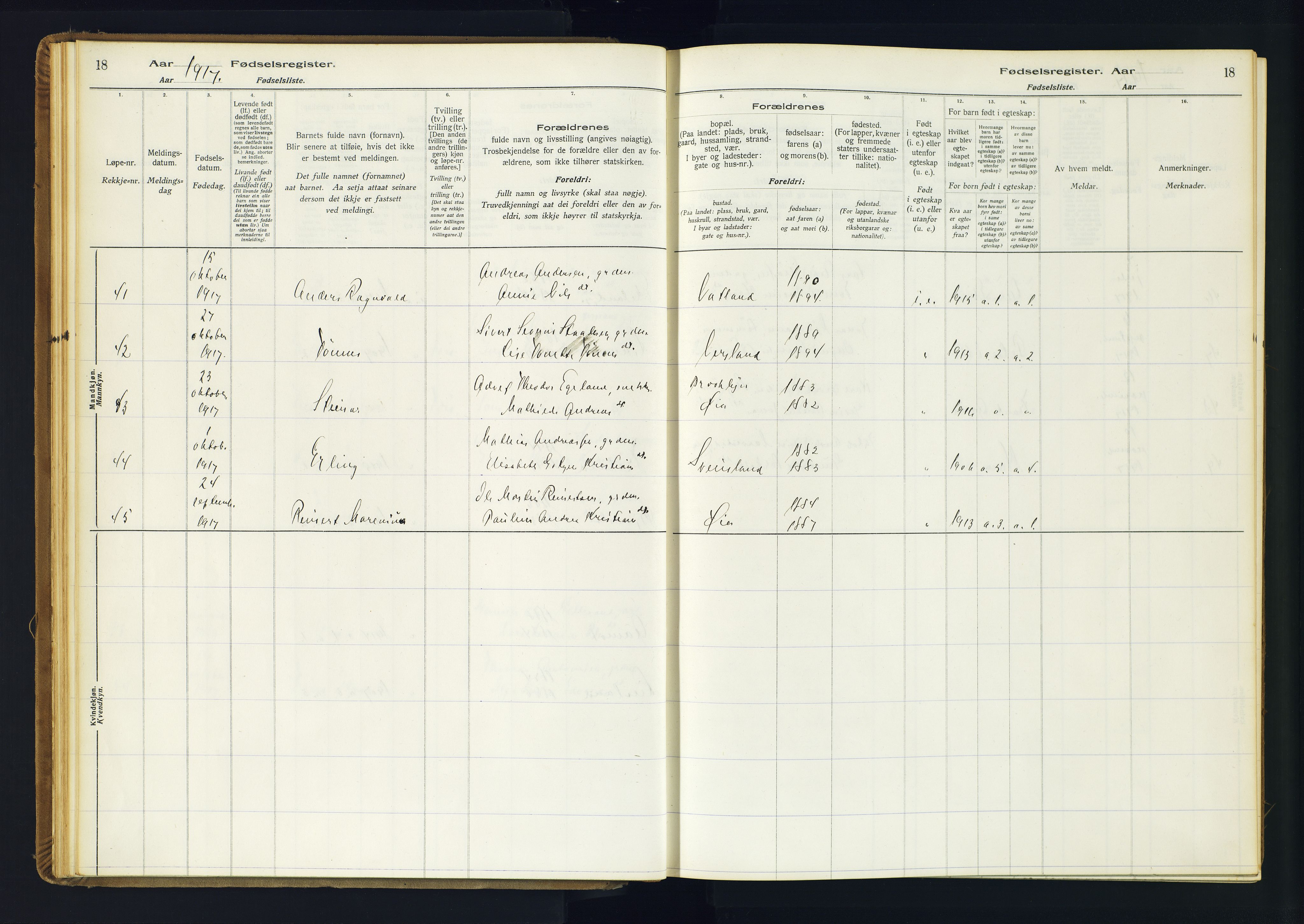 Kvinesdal sokneprestkontor, AV/SAK-1111-0026/J/Ja/L0001: Fødselsregister nr. 1, 1916-1941, s. 18