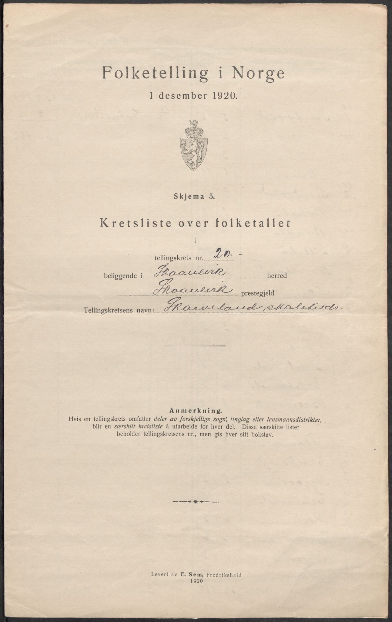 SAB, Folketelling 1920 for 1212 Skånevik herred, 1920, s. 70