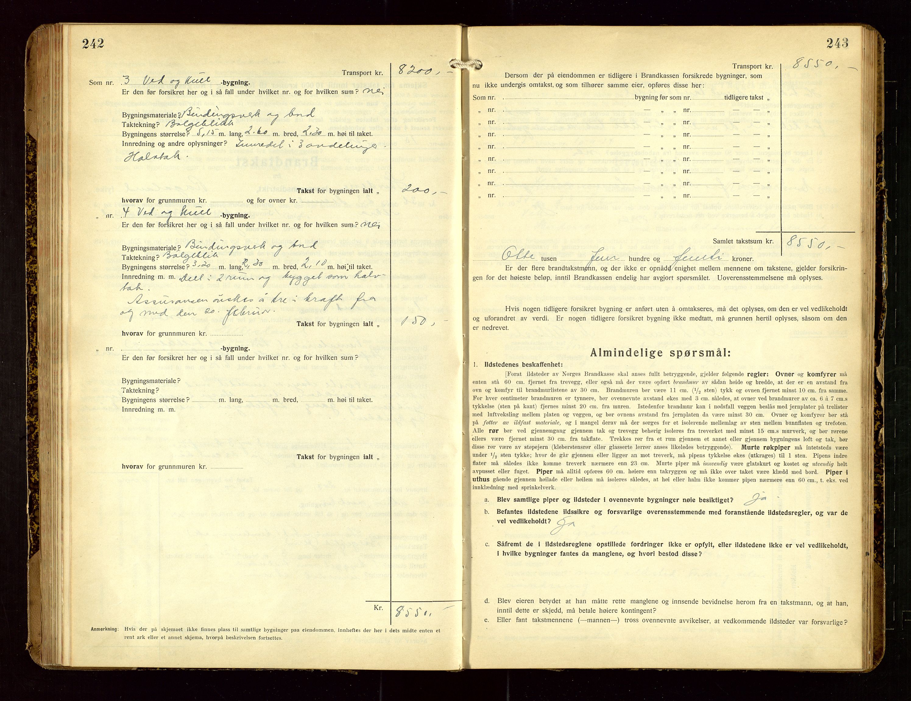 Skudenes lensmannskontor, SAST/A-100444/Gob/L0002: "Brandtakstprotokoll", 1925-1952, s. 242-243