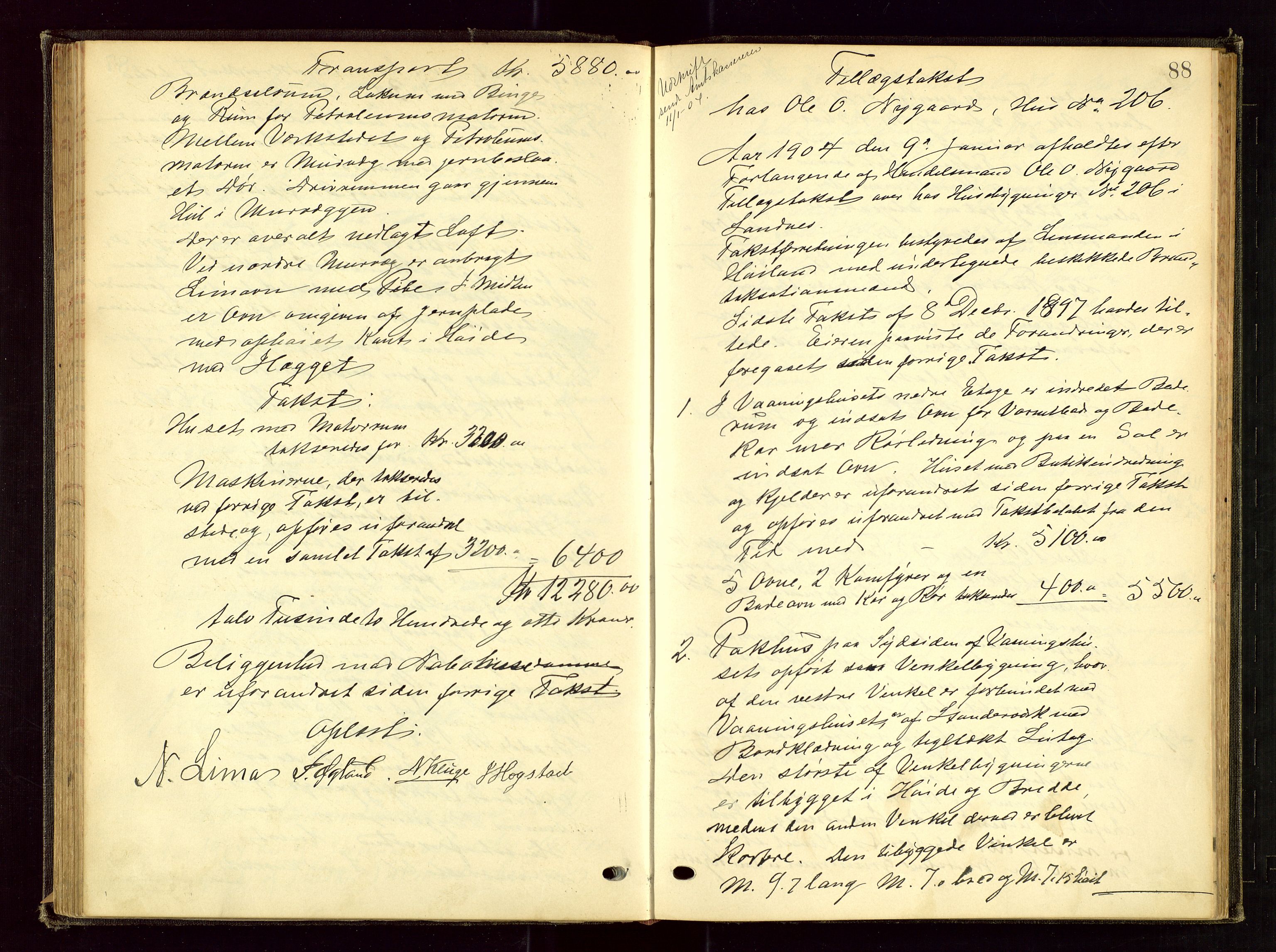 Høyland/Sandnes lensmannskontor, AV/SAST-A-100166/Goc/L0003: "Brandtaxtprotokol", 1899-1909, s. 87b-88a