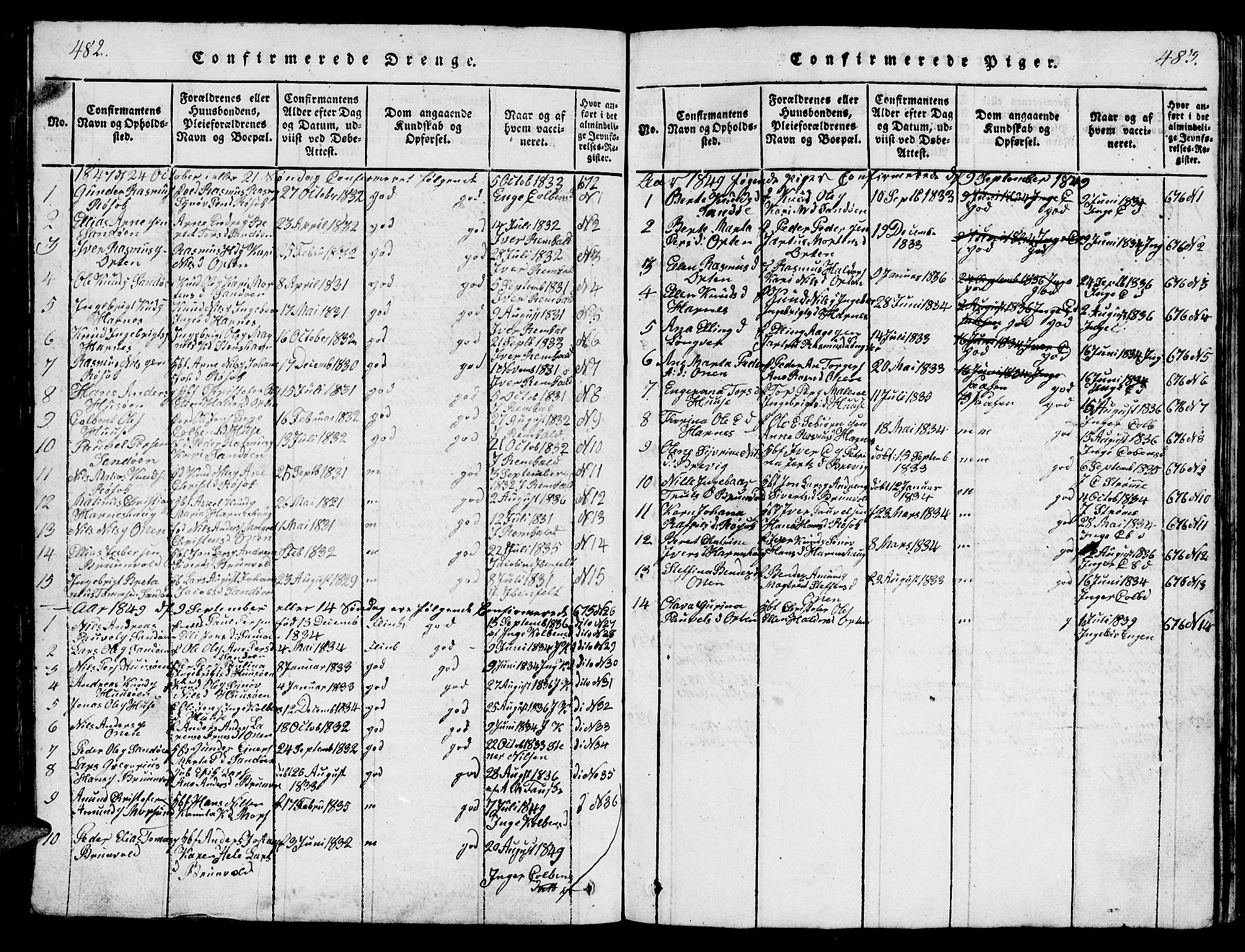 Ministerialprotokoller, klokkerbøker og fødselsregistre - Møre og Romsdal, SAT/A-1454/561/L0731: Klokkerbok nr. 561C01, 1817-1867, s. 482-483