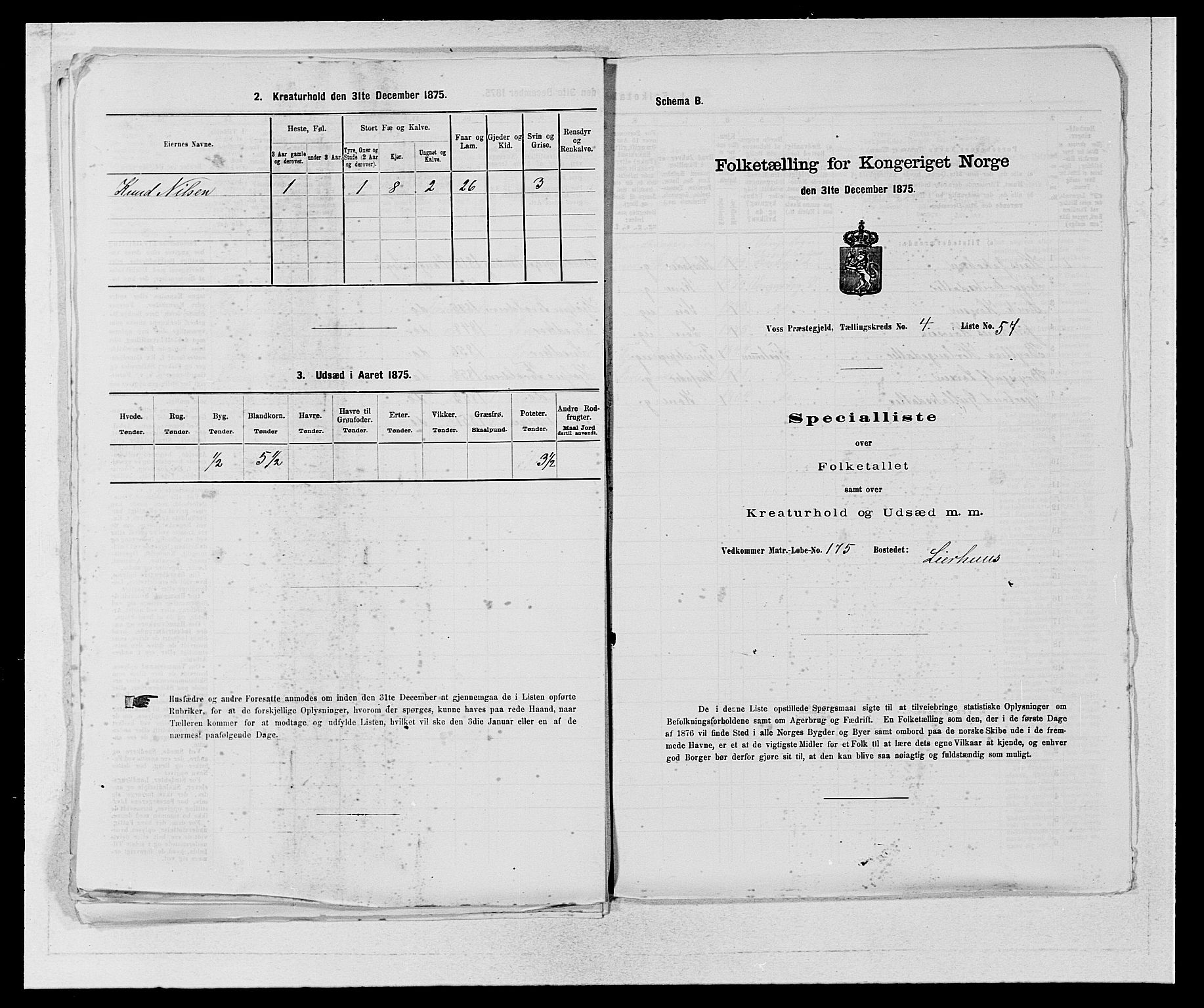 SAB, Folketelling 1875 for 1235P Voss prestegjeld, 1875, s. 575