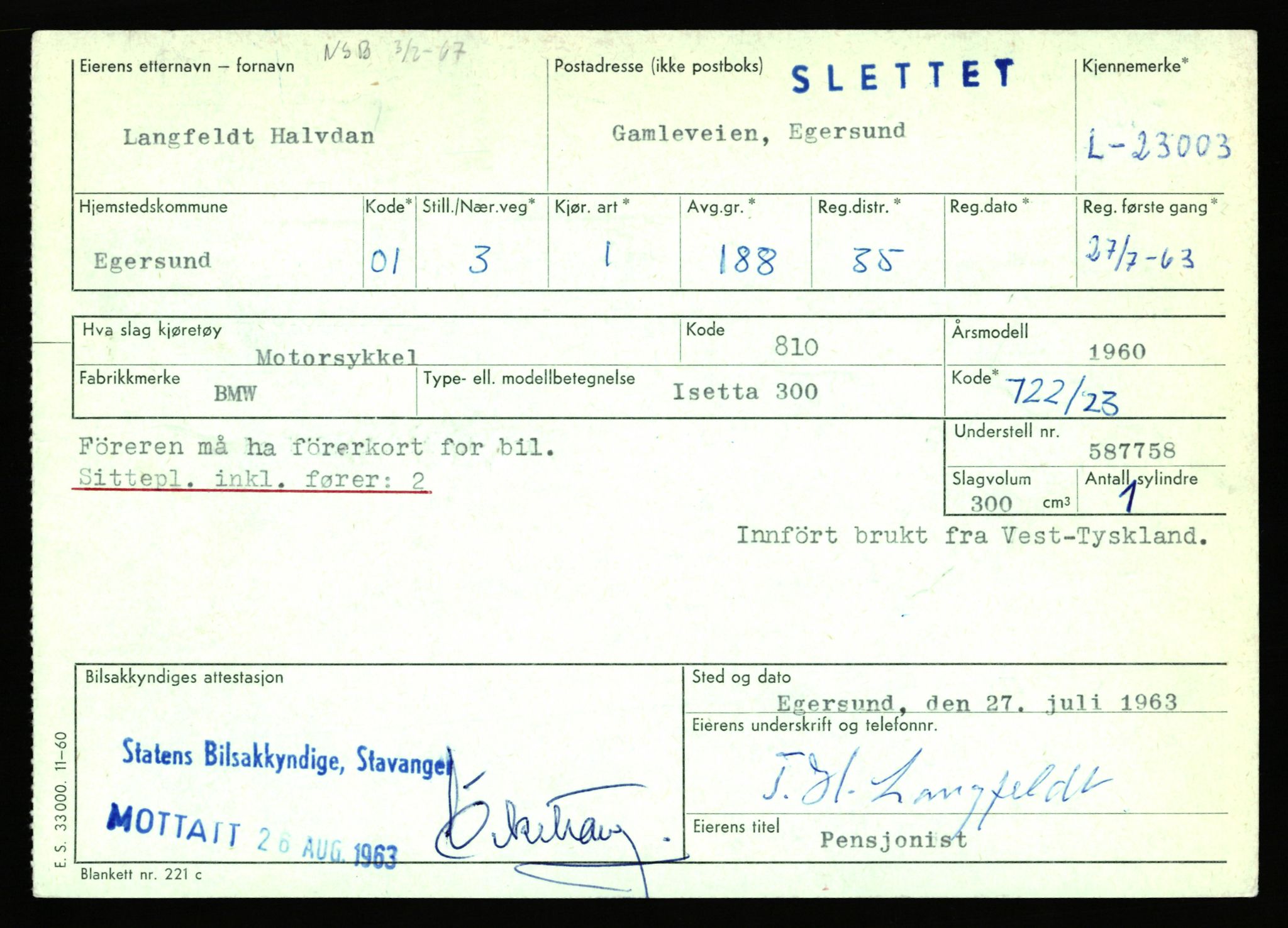 Stavanger trafikkstasjon, AV/SAST-A-101942/0/F/L0040: L-22800 - L-23999, 1930-1971, s. 687