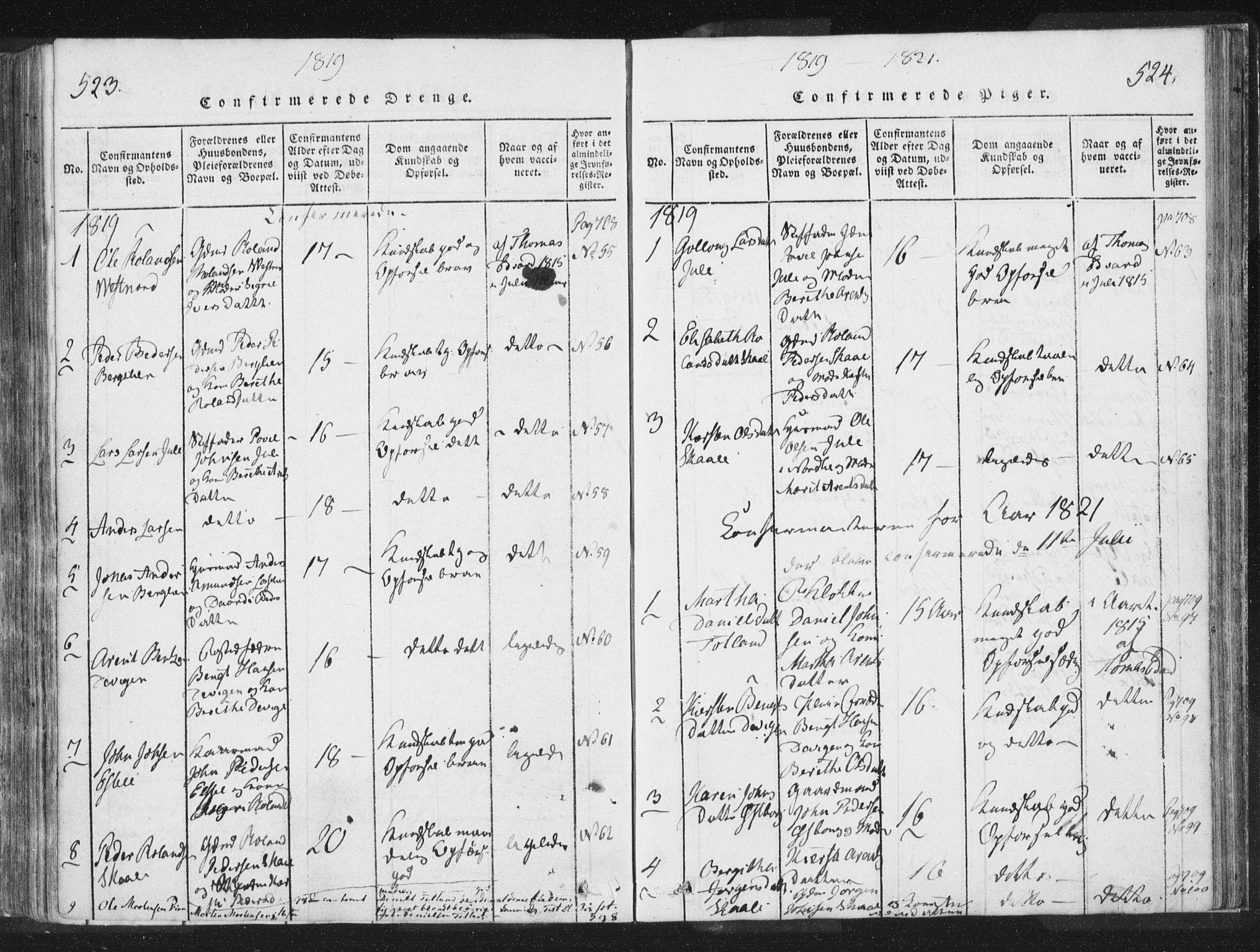 Ministerialprotokoller, klokkerbøker og fødselsregistre - Nord-Trøndelag, AV/SAT-A-1458/755/L0491: Ministerialbok nr. 755A01 /2, 1817-1864, s. 523-524