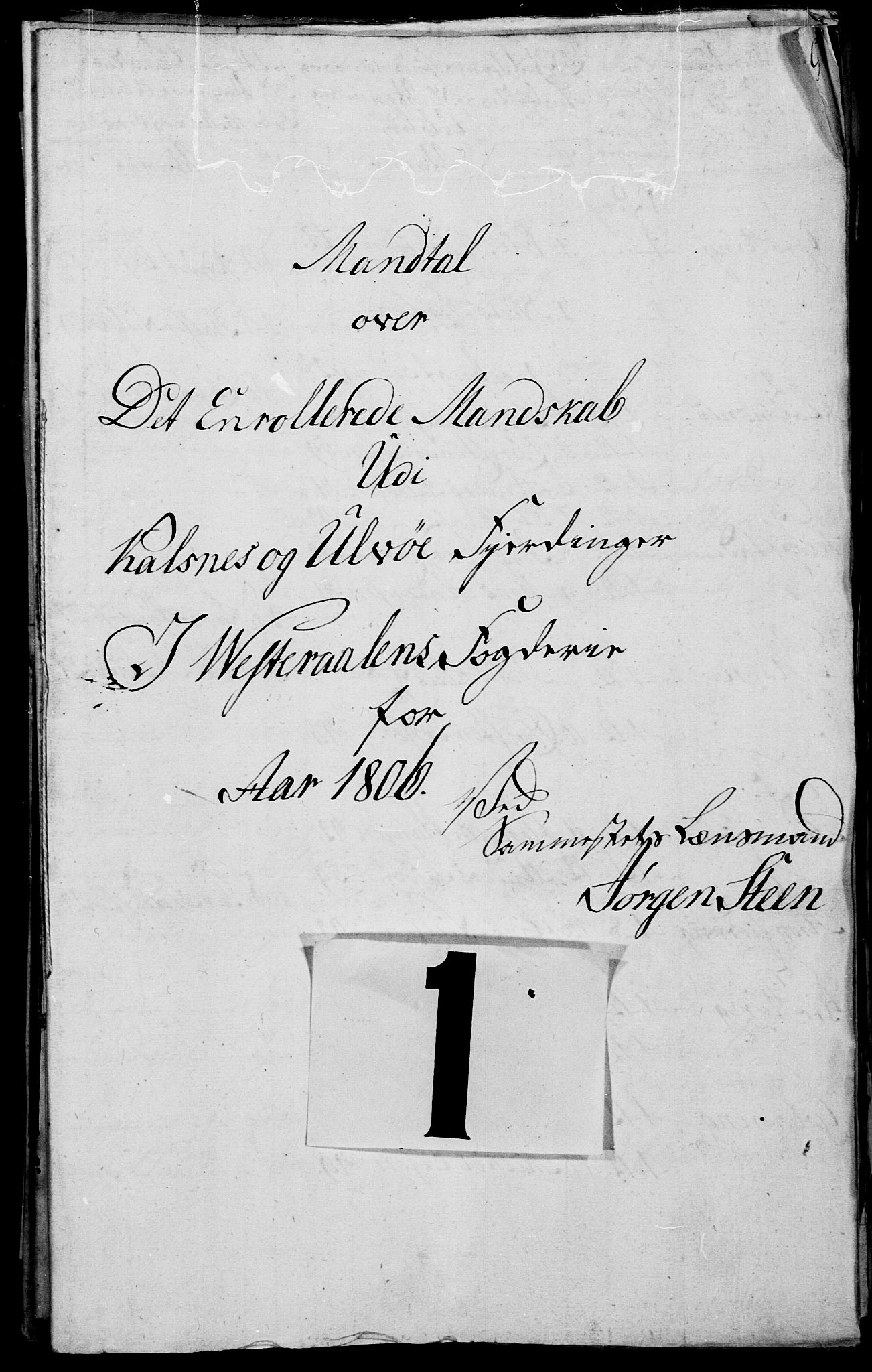 Fylkesmannen i Nordland, AV/SAT-A-0499/1.1/R/Ra/L0028: Innrulleringsmanntall for Hadsel (Kalsnes og Ulvøe fjerdinger), 1806-1836, s. 3