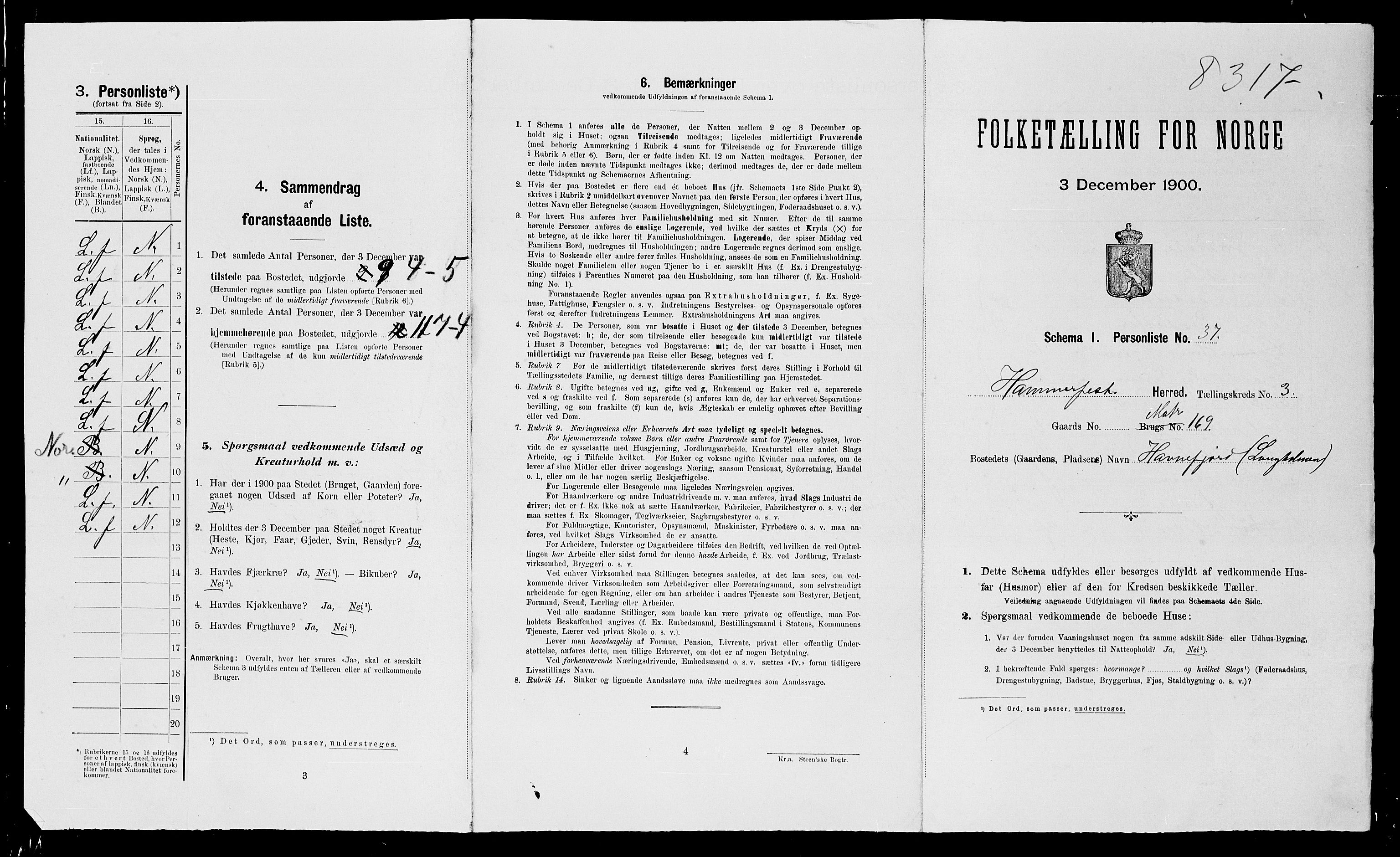 SATØ, Folketelling 1900 for 2016 Hammerfest herred, 1900, s. 236