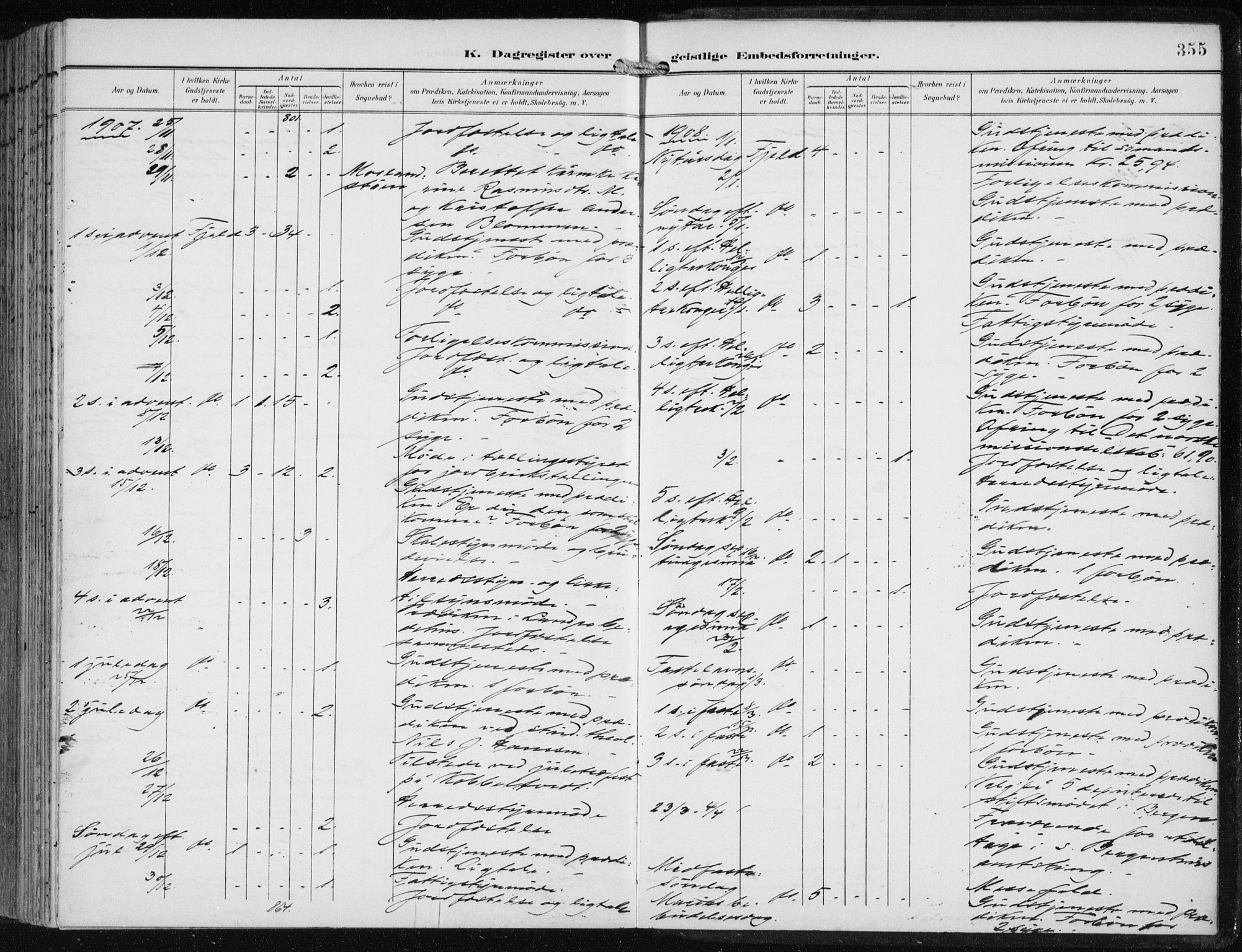 Fjell sokneprestembete, AV/SAB-A-75301/H/Haa: Ministerialbok nr. A  9, 1899-1910, s. 355