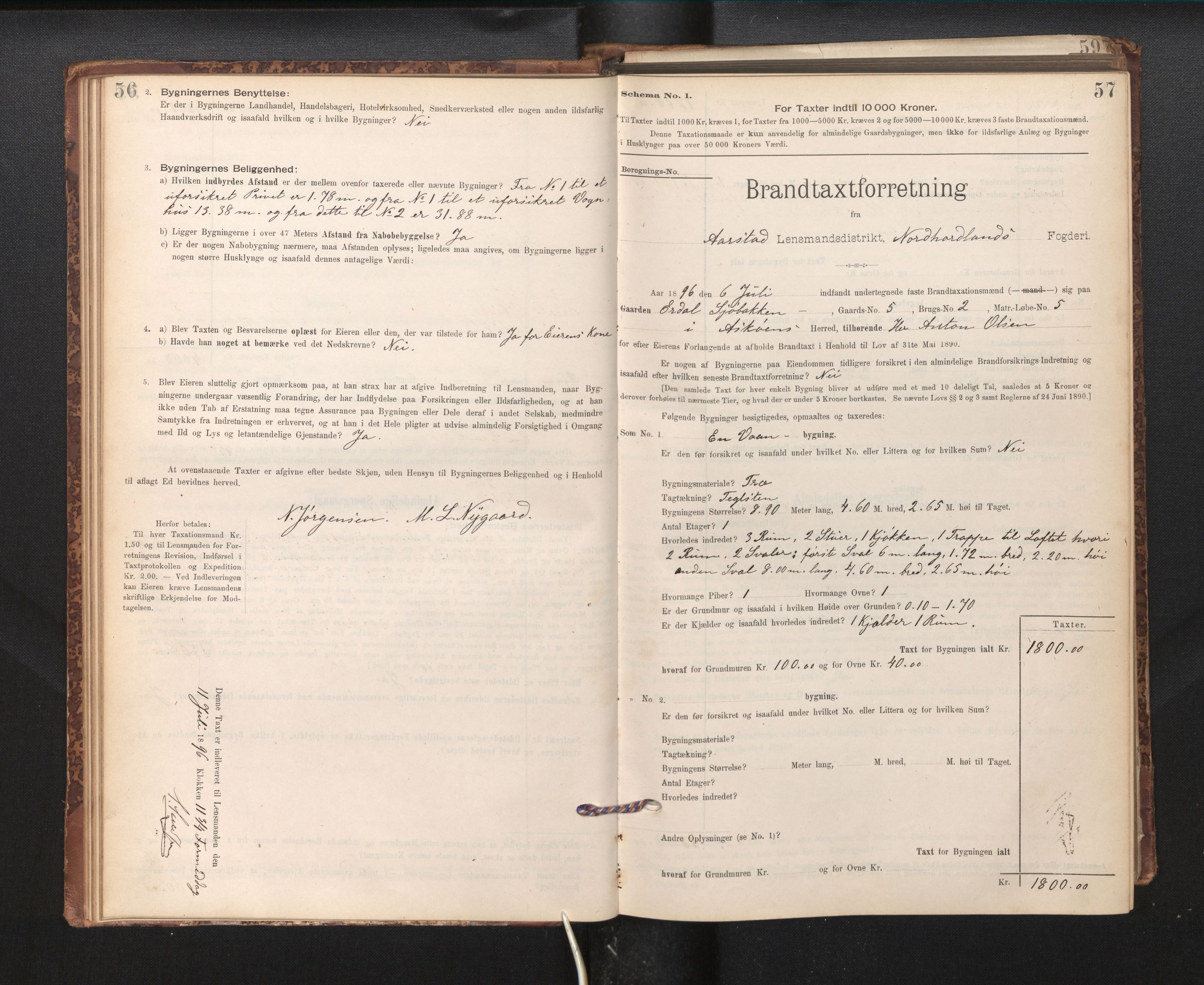 Lensmannen i Årstad, AV/SAB-A-36201/0012/L0011: Branntakstprotokoll,skjematakst, 1895-1901, s. 56-57