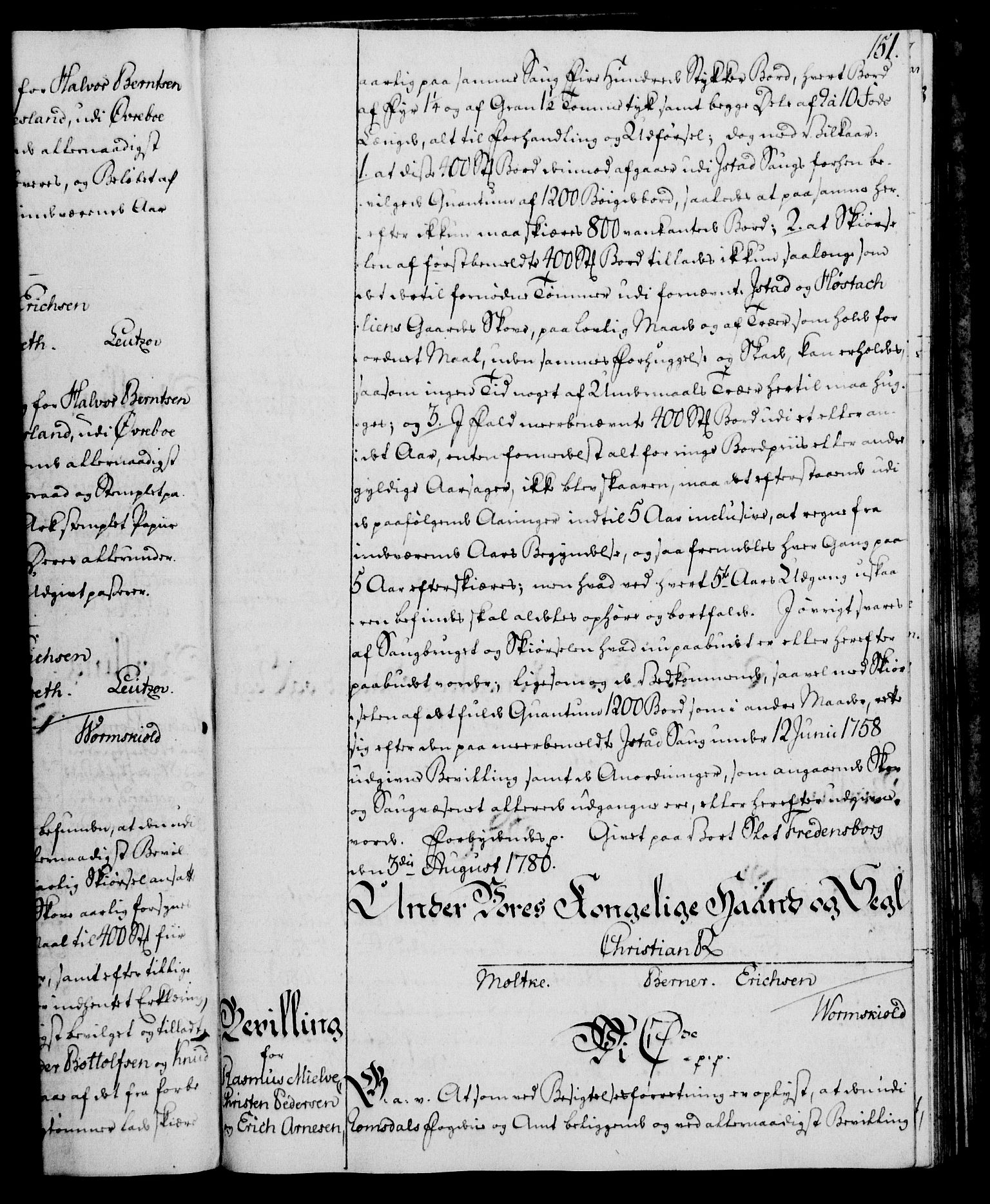 Rentekammeret, Kammerkanselliet, AV/RA-EA-3111/G/Gg/Gga/L0011: Norsk ekspedisjonsprotokoll med register (merket RK 53.11), 1779-1781, s. 151